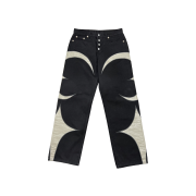 Thug Club TC Leather Washing Denim Pants Black White - 24FW