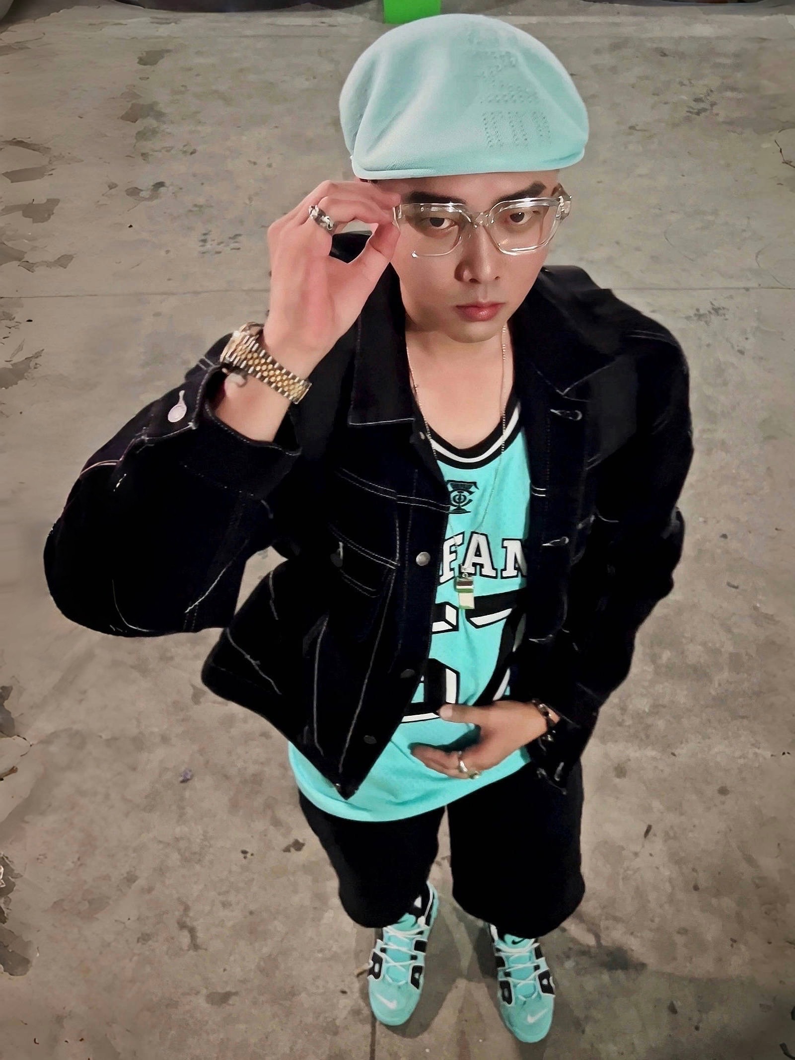 Supreme x Kangol Ventair Logo 504 Light Blue - 22SS, Chrome Hearts Cuntvoluted Crystal 18K Gold Plated 착용 스타일 - 2