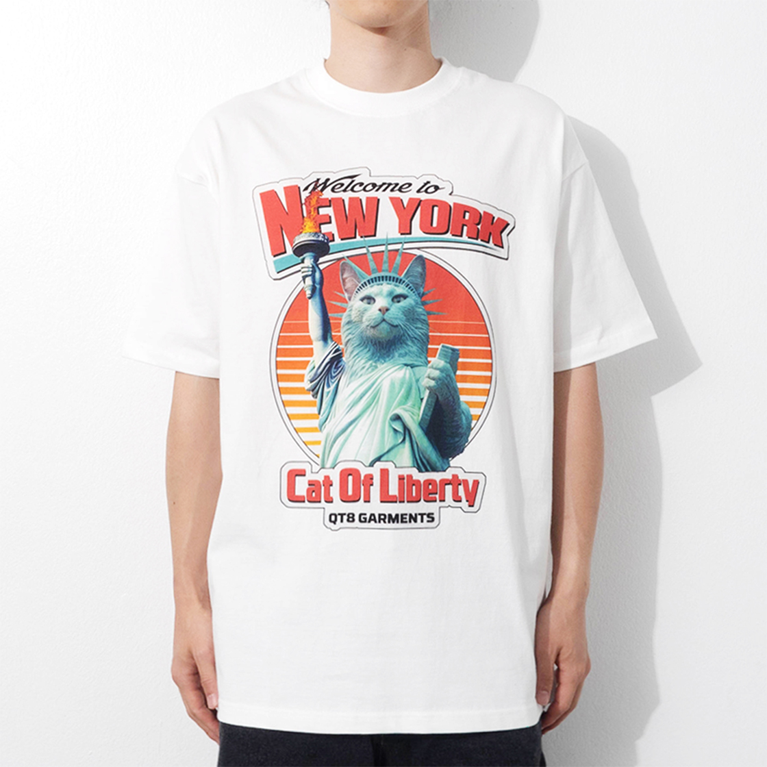 큐티에잇 가먼츠 캣 오브 리버티 티 아이보리(QT8 GARMENTS Cat of Liberty Tee Ivory) - 3