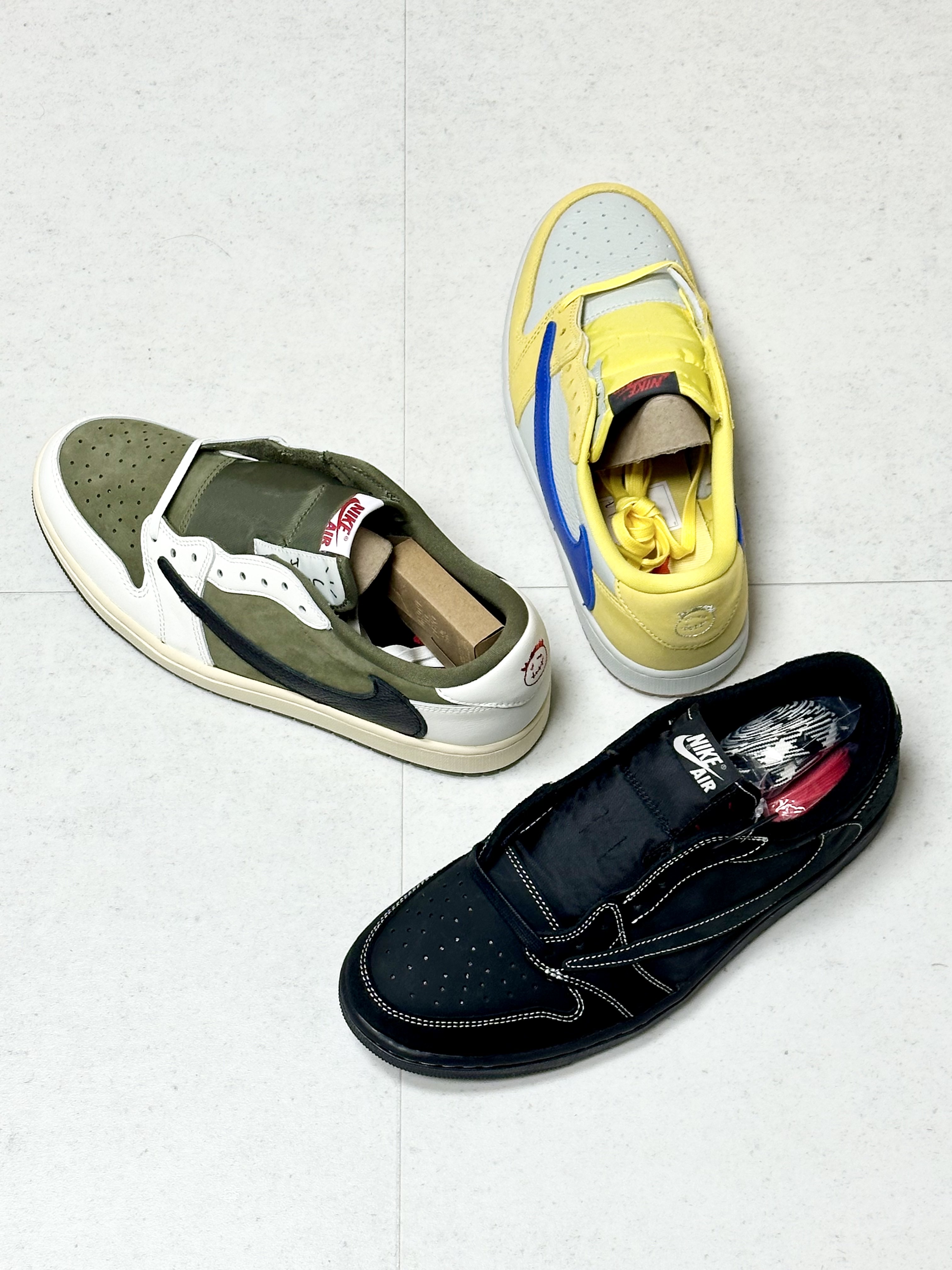 Jordan 1 x Travis Scott Retro Low OG SP Black Phantom, Jordan 1 x Travis Scott Retro Low OG SP Reverse Olive 착용 스타일