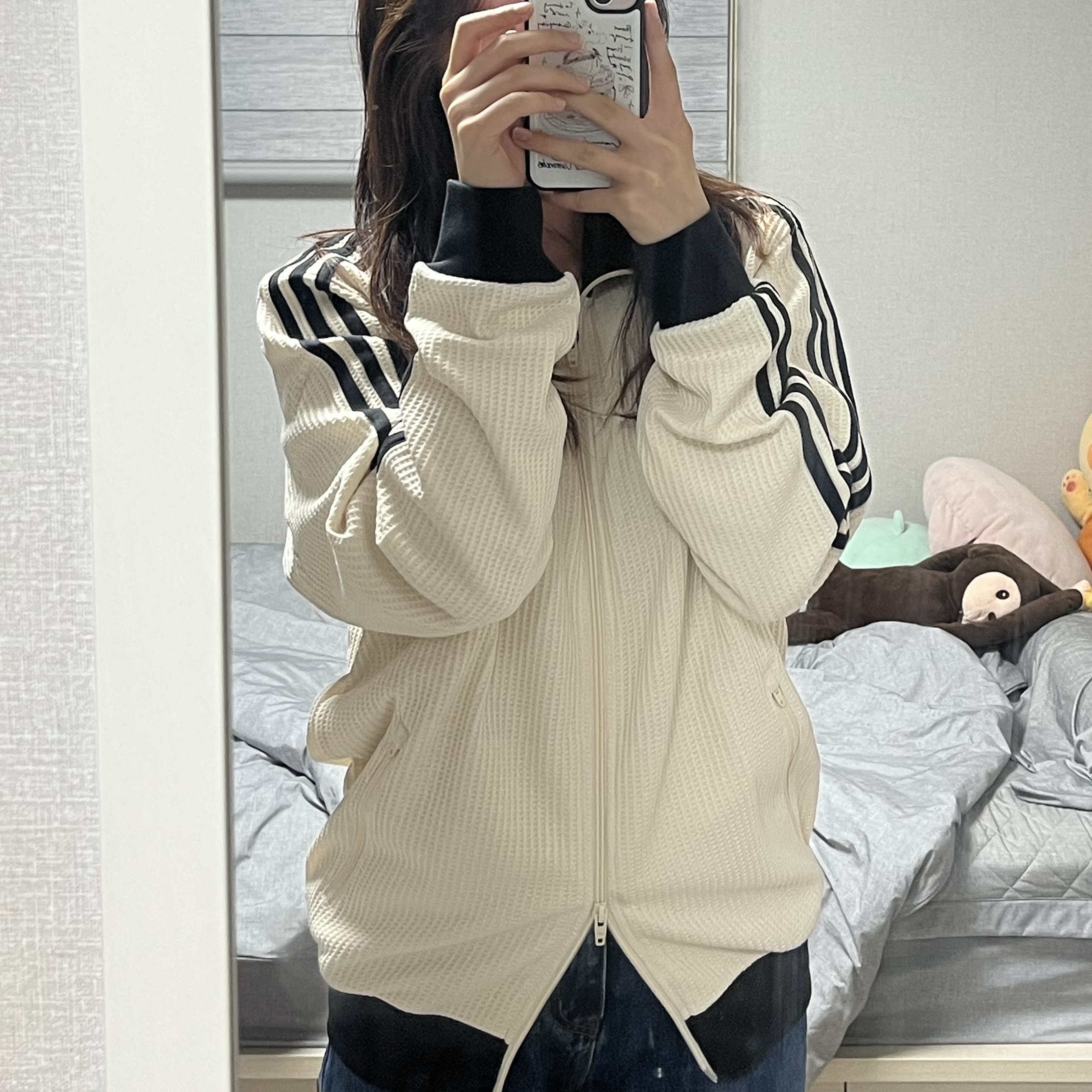 Adidas Waffle Beckenbauer Track Top Wonder White - KR Sizing 착용 스타일 - 1