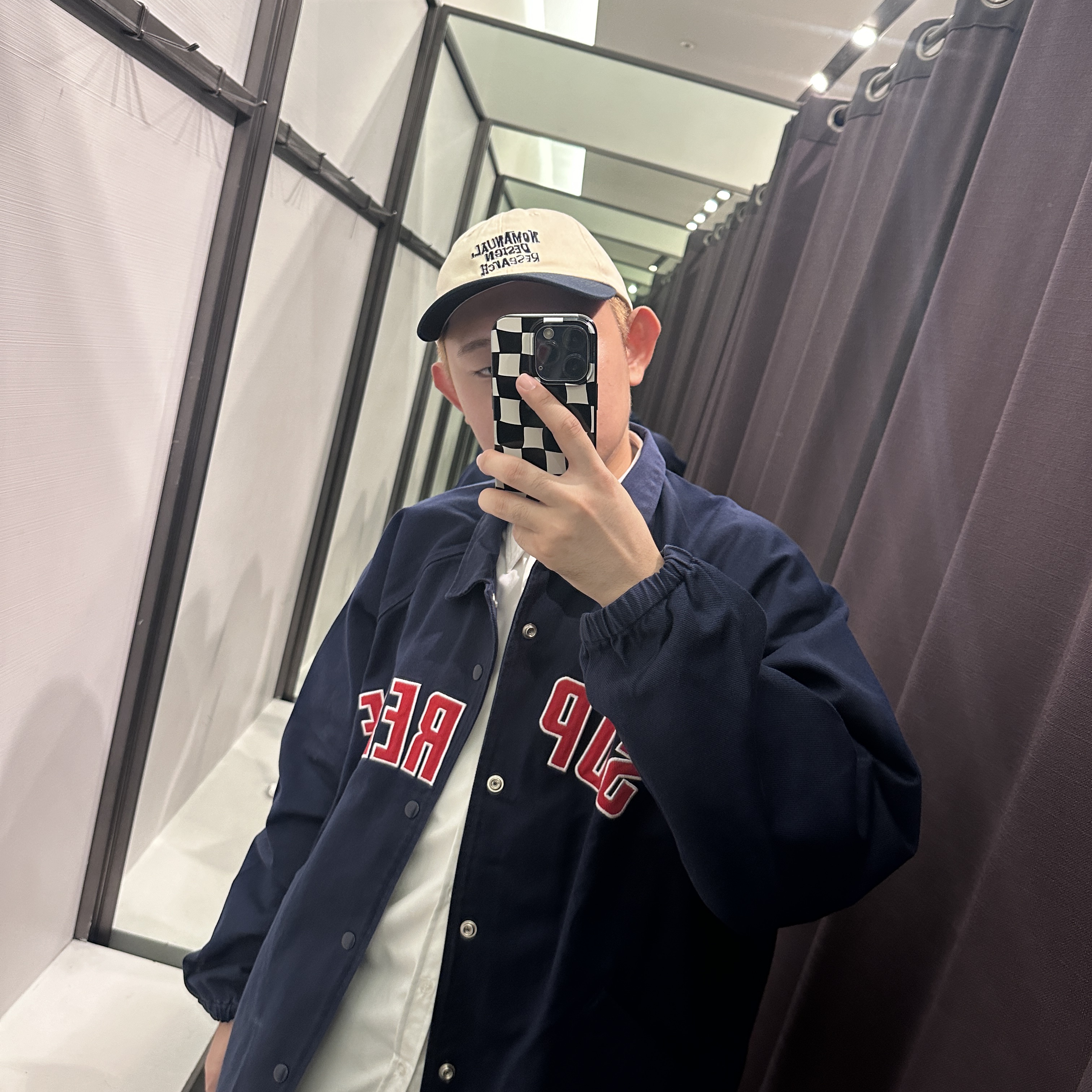 Supreme Arc Denim Coaches Jacket Navy - 24SS, (W) Adidas Taekwondo Core Black Cloud White 착용 스타일 - 2