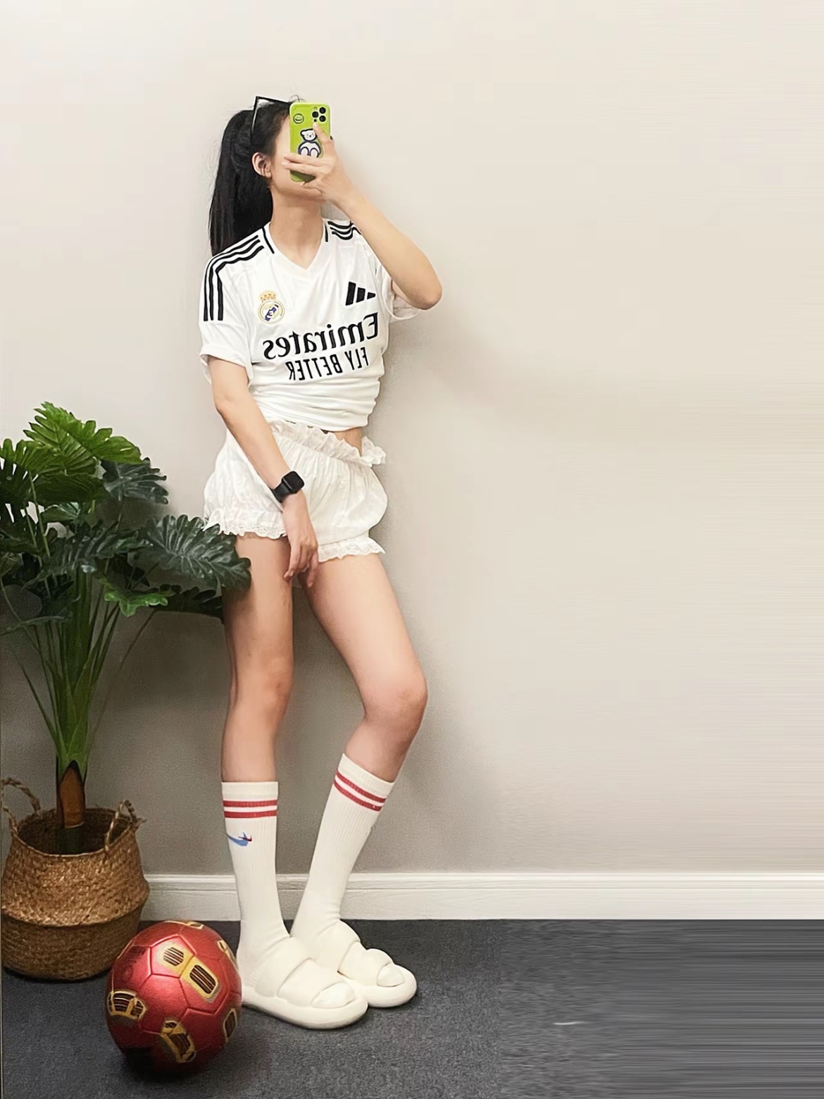 Adidas Real Madrid 2024/25 Home Jersey White - KR Sizing (Non Marking Ver.) 착용 스타일