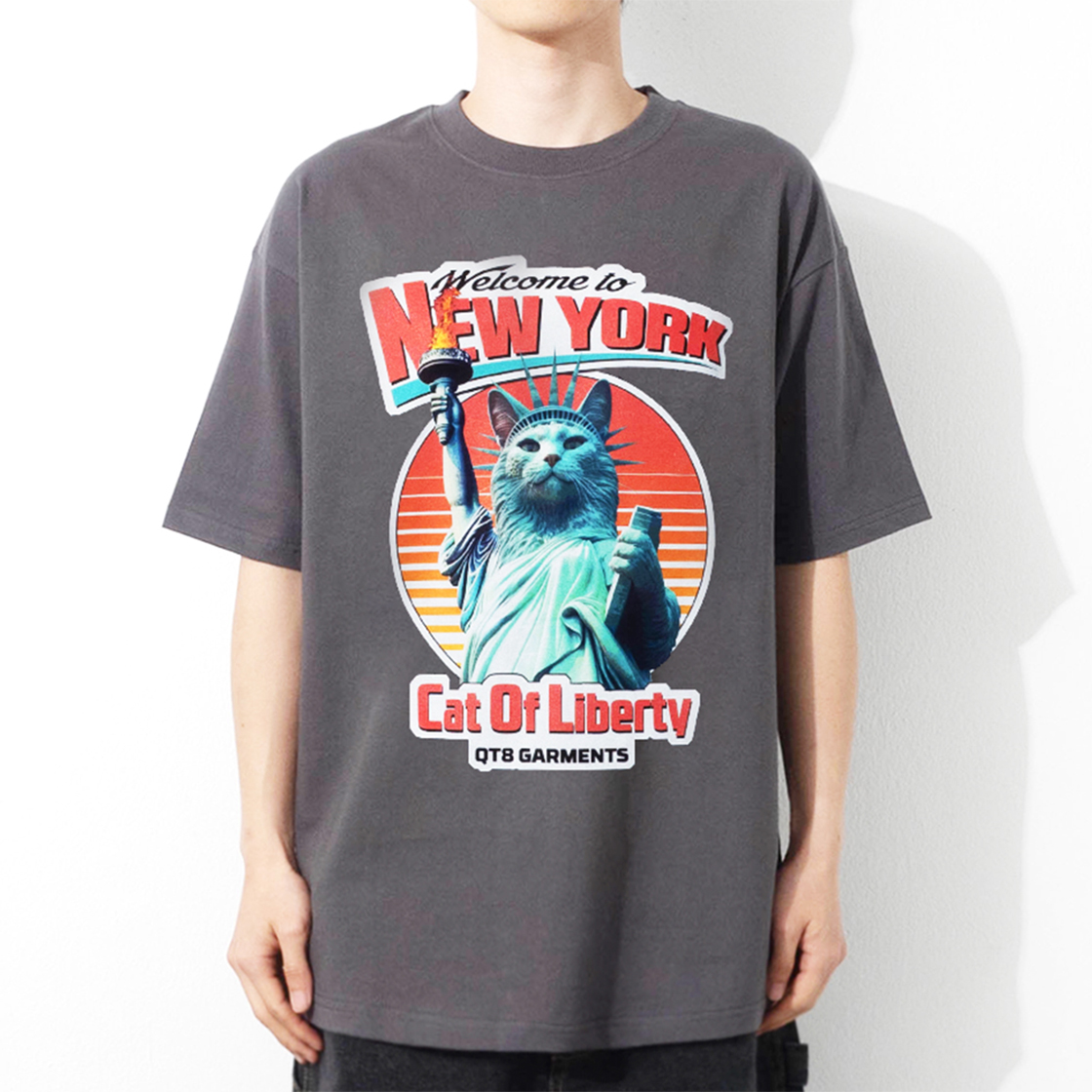 큐티에잇 가먼츠 캣 오브 리버티 티 차콜(QT8 GARMENTS Cat of Liberty Tee Charcoal) - 3