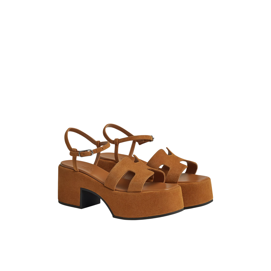 (W) 에르메스 잼 30 샌들 스웨이드 고트스킨 & 팔라듐 하드웨어 나뛰렐((W) Hermes Jam 30 Sandal Suede Goatskin & Palladium Naturel) - 2