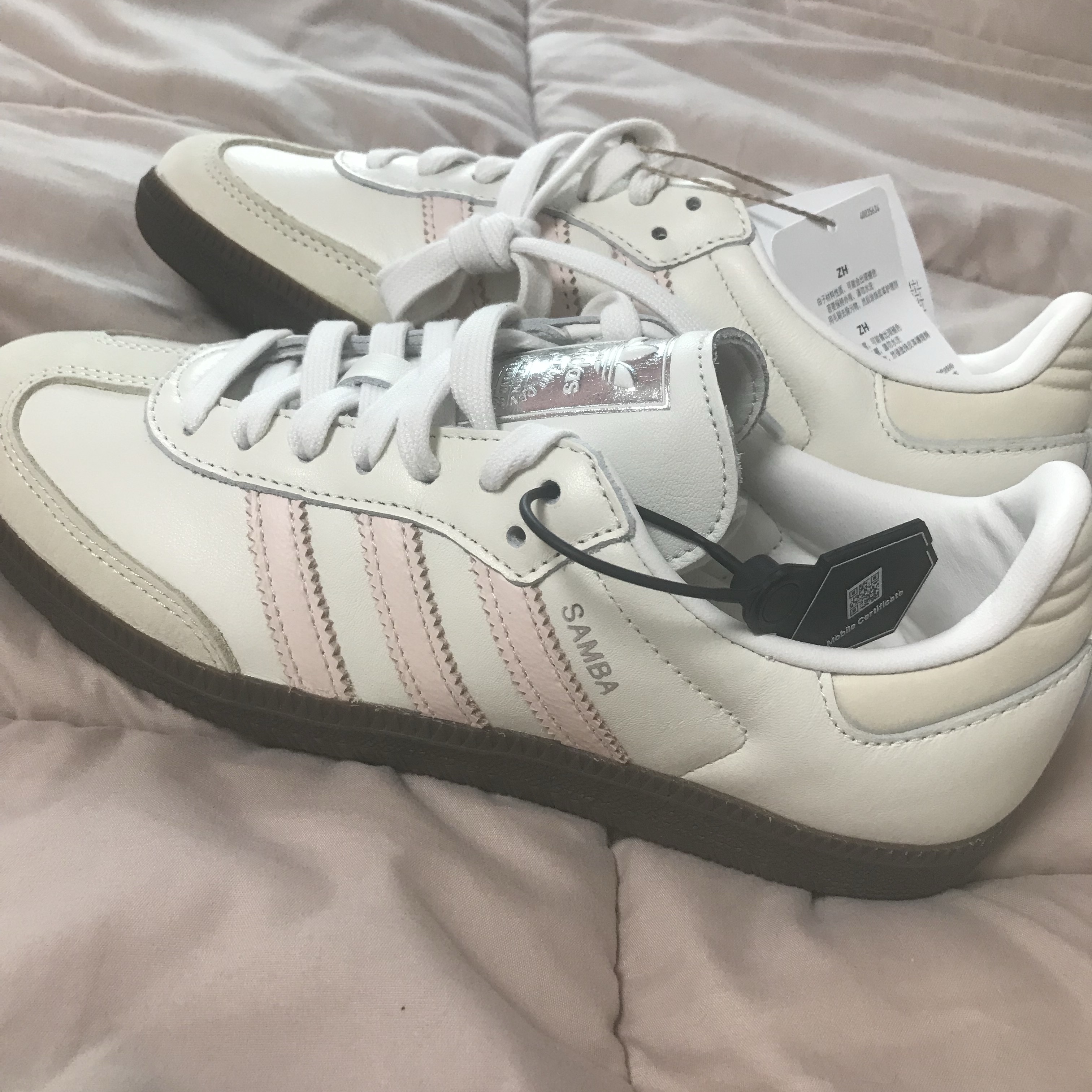 (W) Adidas Samba OG Cloud White Wonder Quartz 착용 스타일