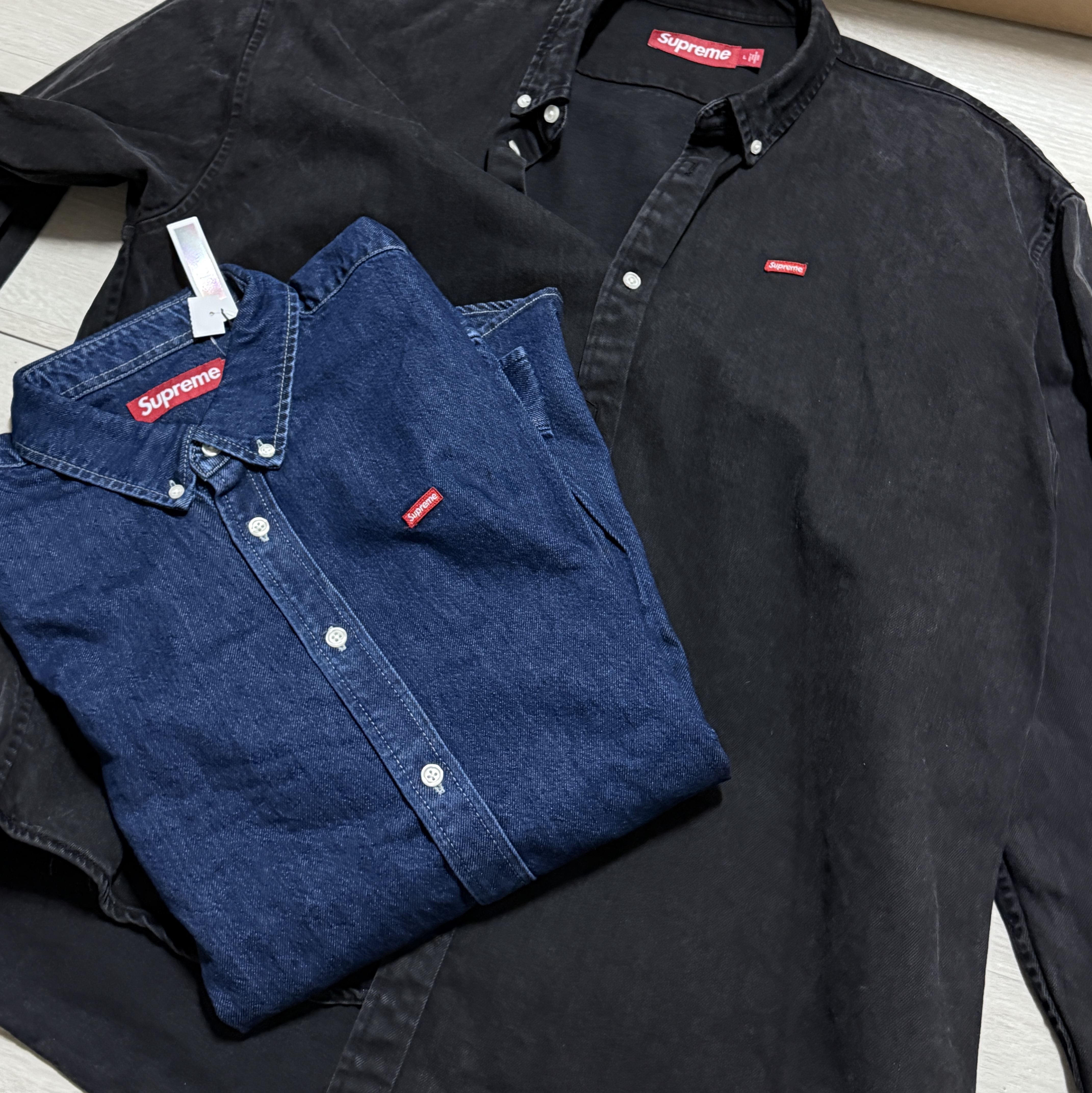 Supreme Small Box Shirt Rinsed Denim - 24FW 착용 스타일