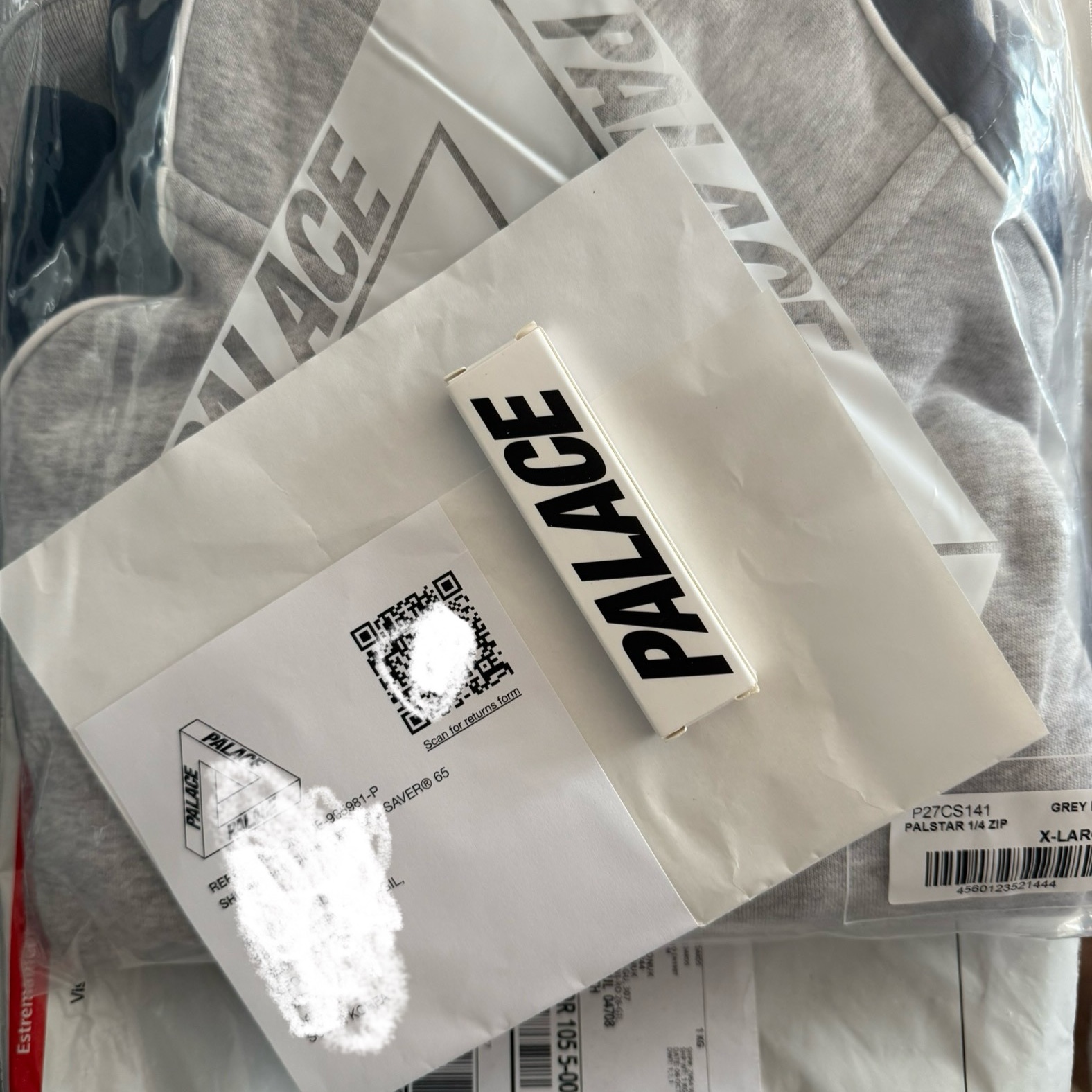 Palace Palstar 1/4 Zip Grey Marl - 24FW 착용 스타일