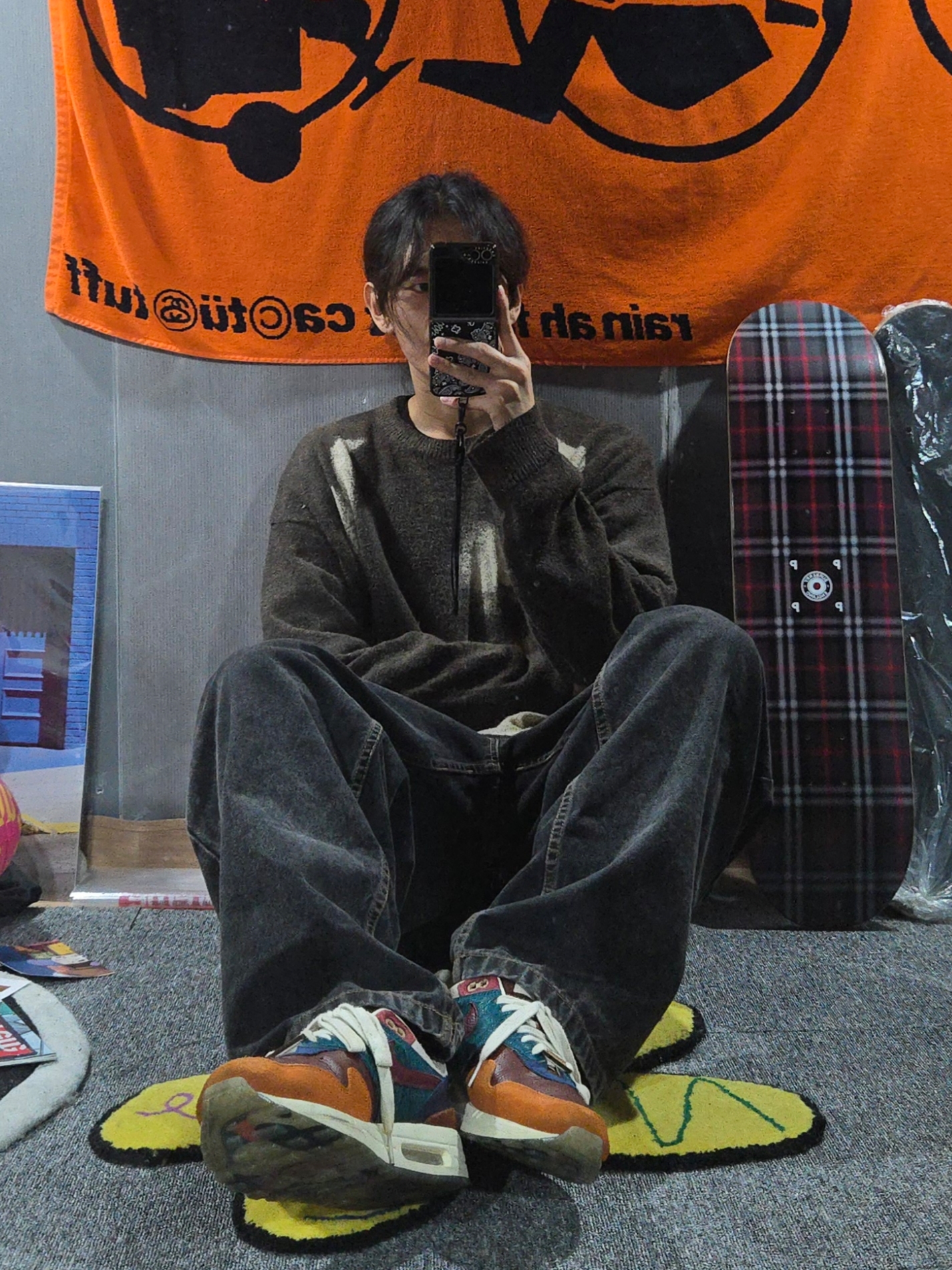 Nike x Kasina Air Max 1 SP Won-Ang Orange, Stussy x Cactus Plant Flea Market Towel Orange 착용 스타일