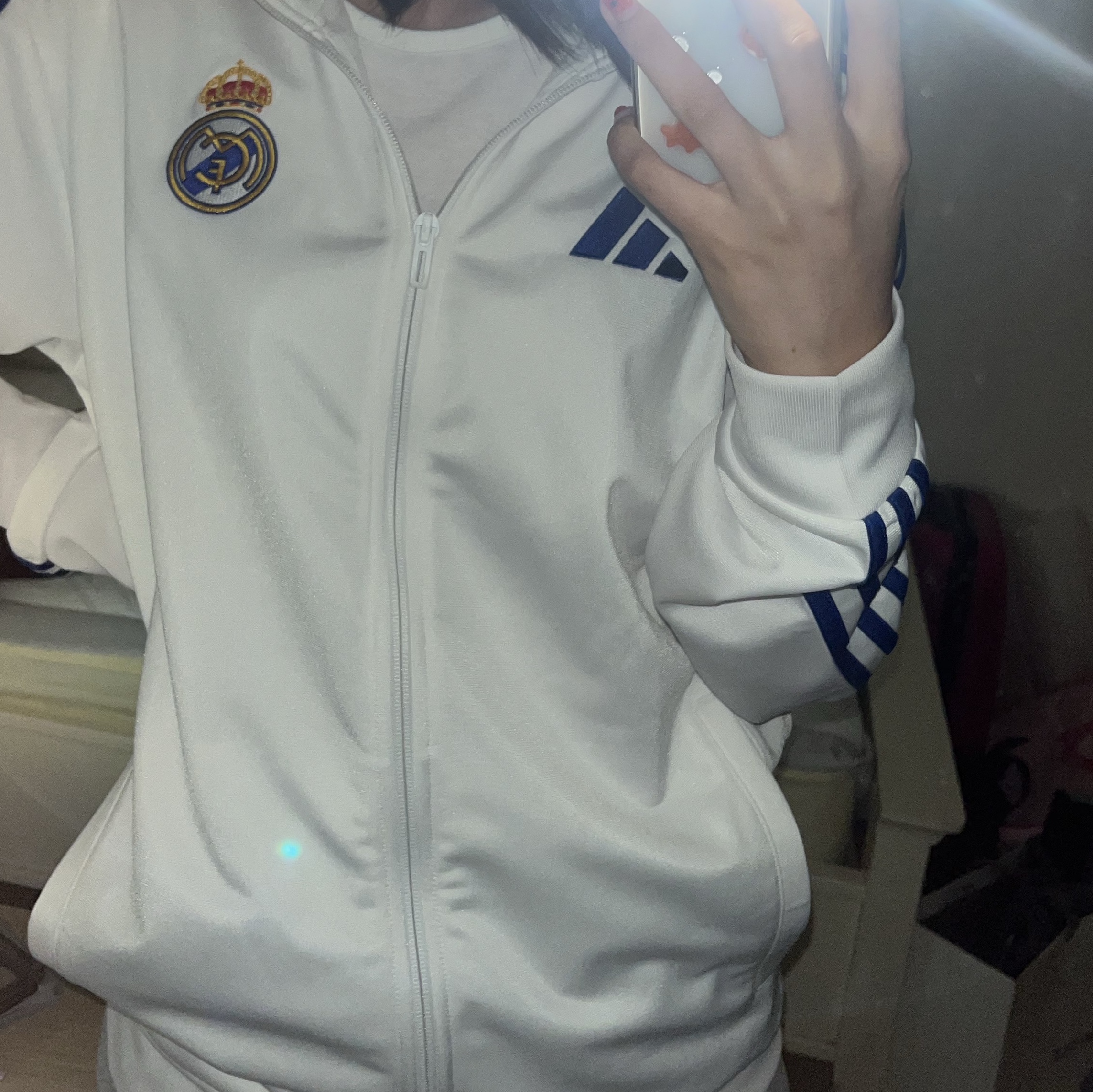 Adidas Real Madrid DNA Track Top White - US Sizing 착용 스타일 - 2