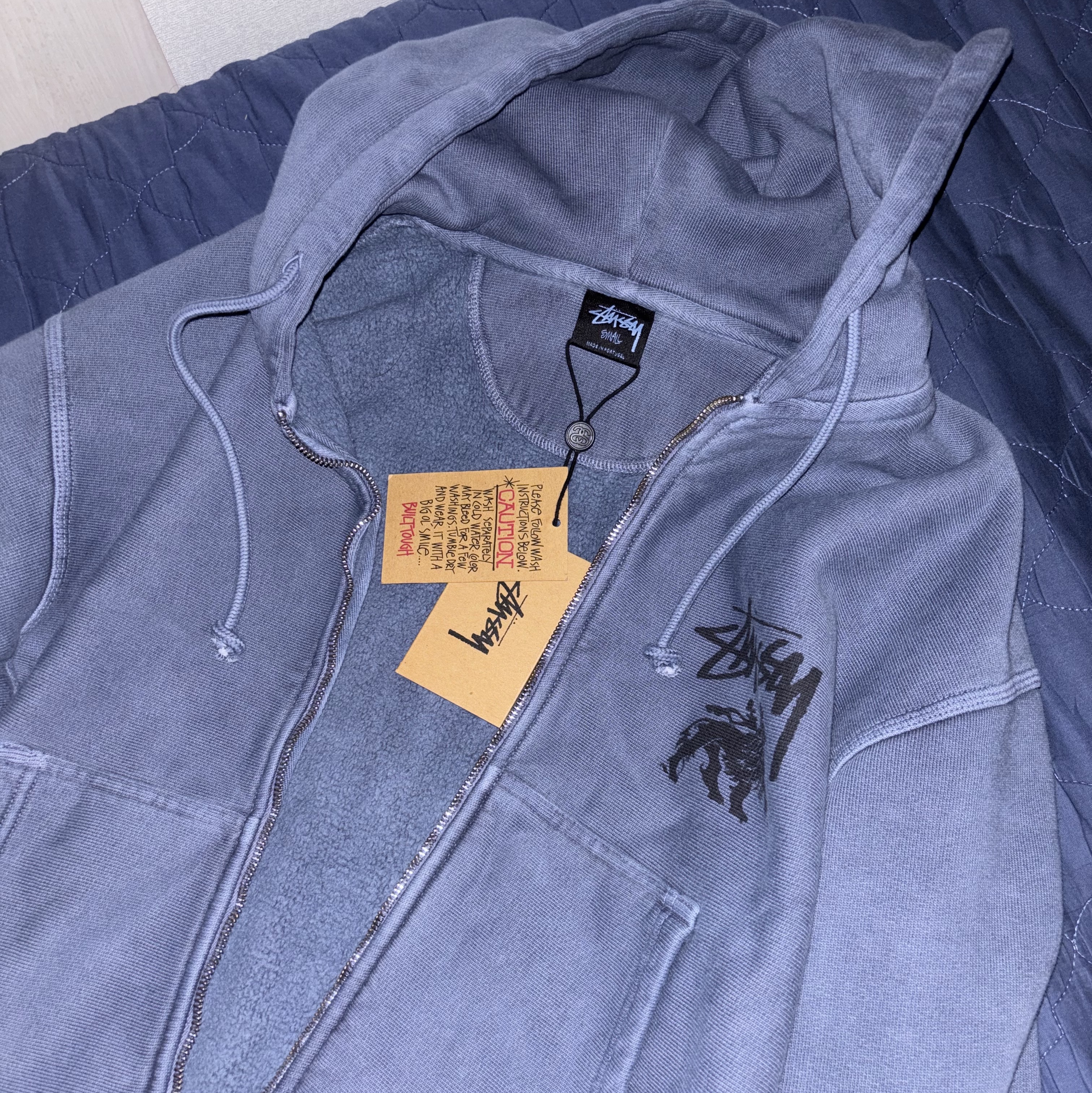 Stussy Rasta Lion Pigment Dyed Zip Hoodie Navy 착용 스타일