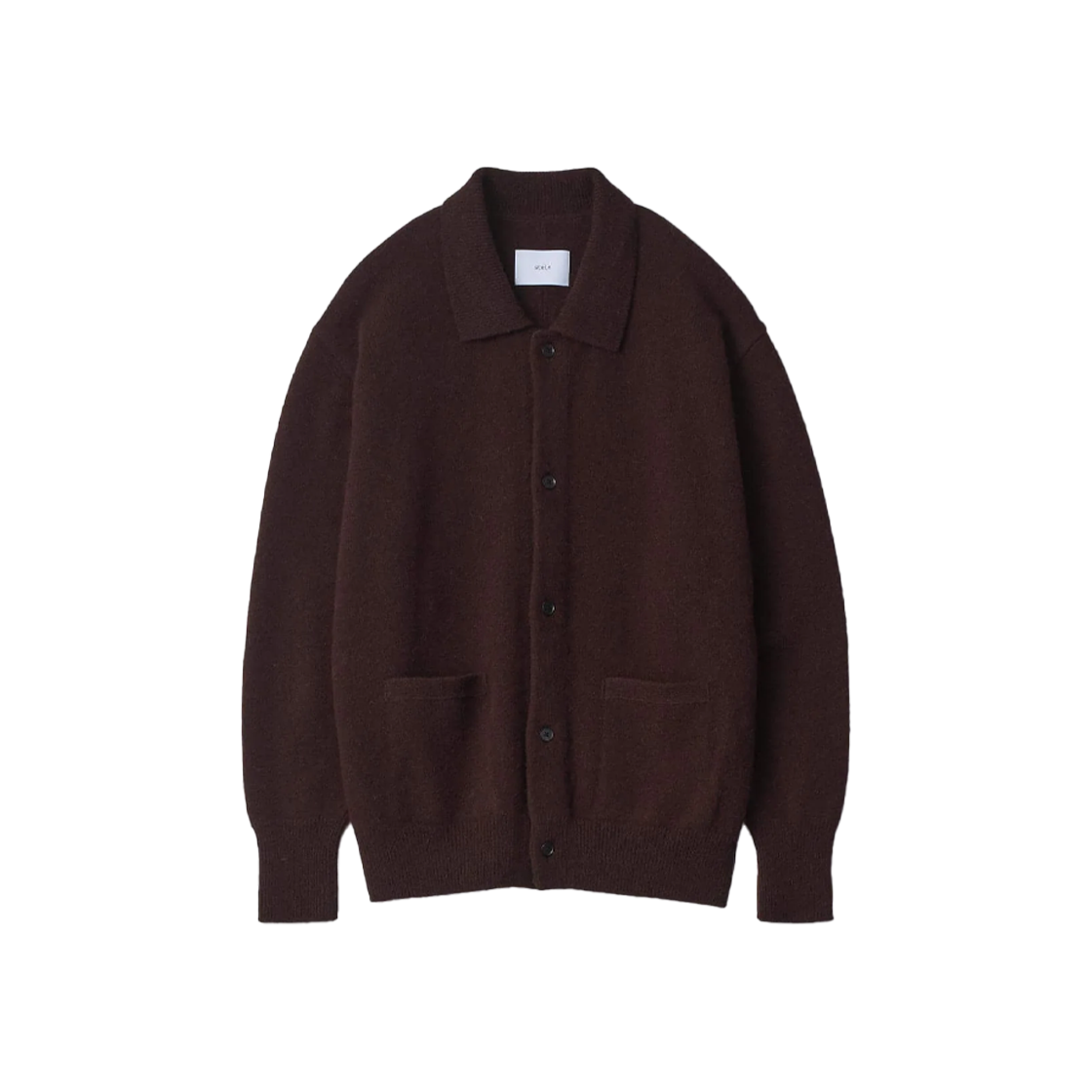 KM4DKNCSI03DB ssstein Fine Alpaca Knit Collared Cardigan Dark Brown - 24FW