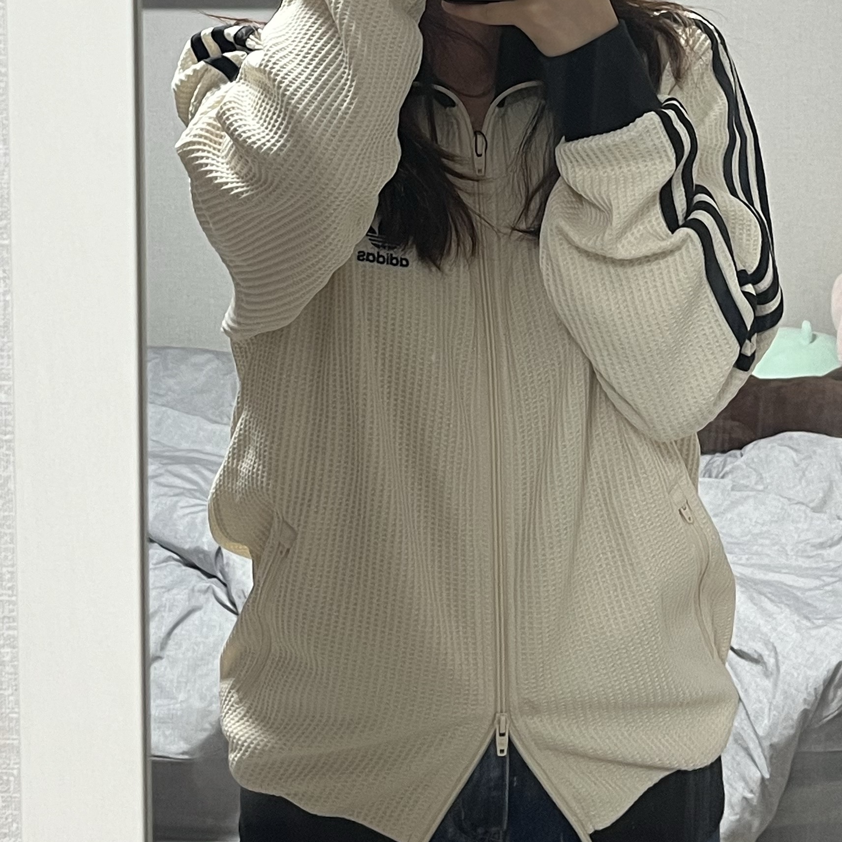 Adidas Waffle Beckenbauer Track Top Wonder White - KR Sizing 착용 스타일 - 2