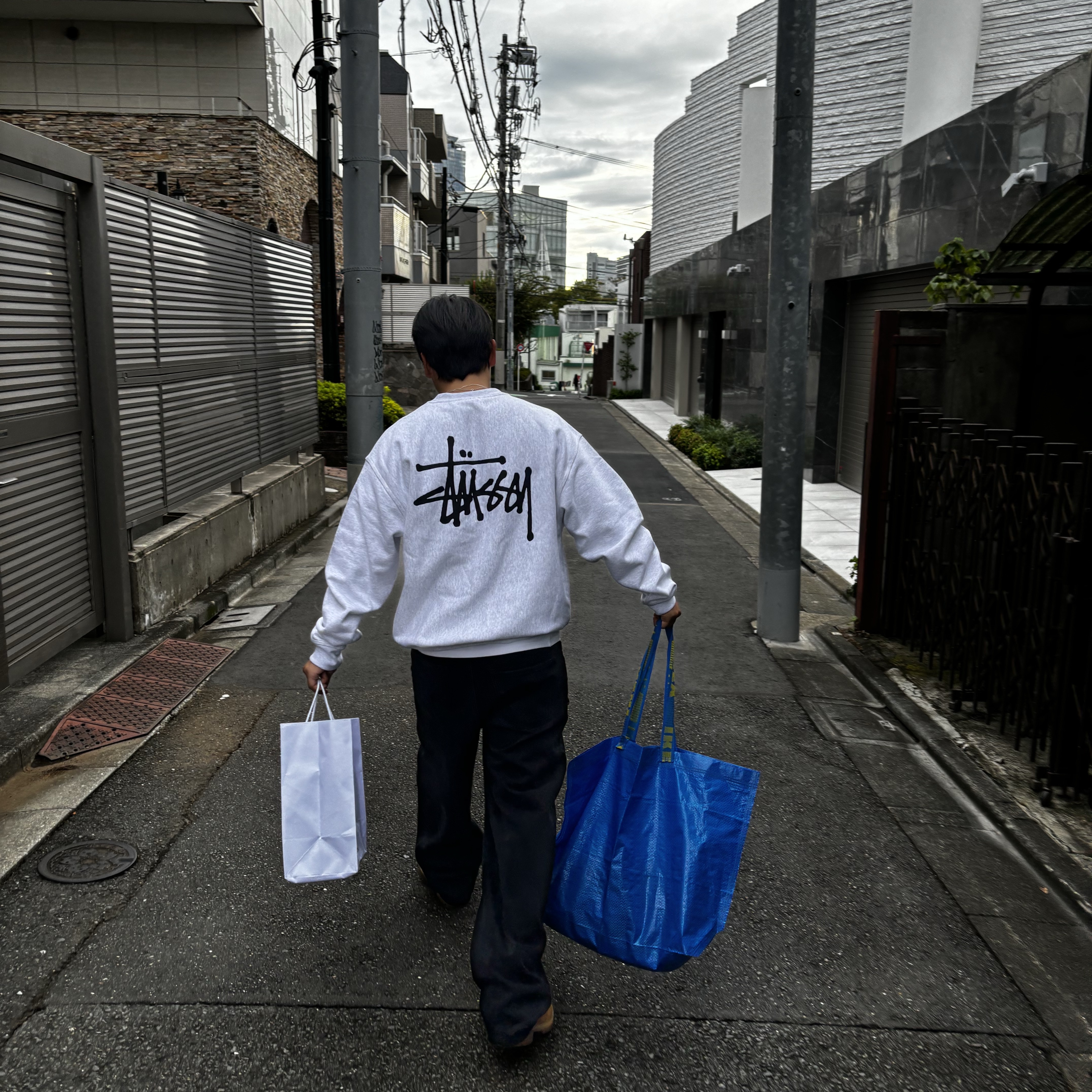 Stussy Basic Stussy Crew Ash Heather 착용 스타일
