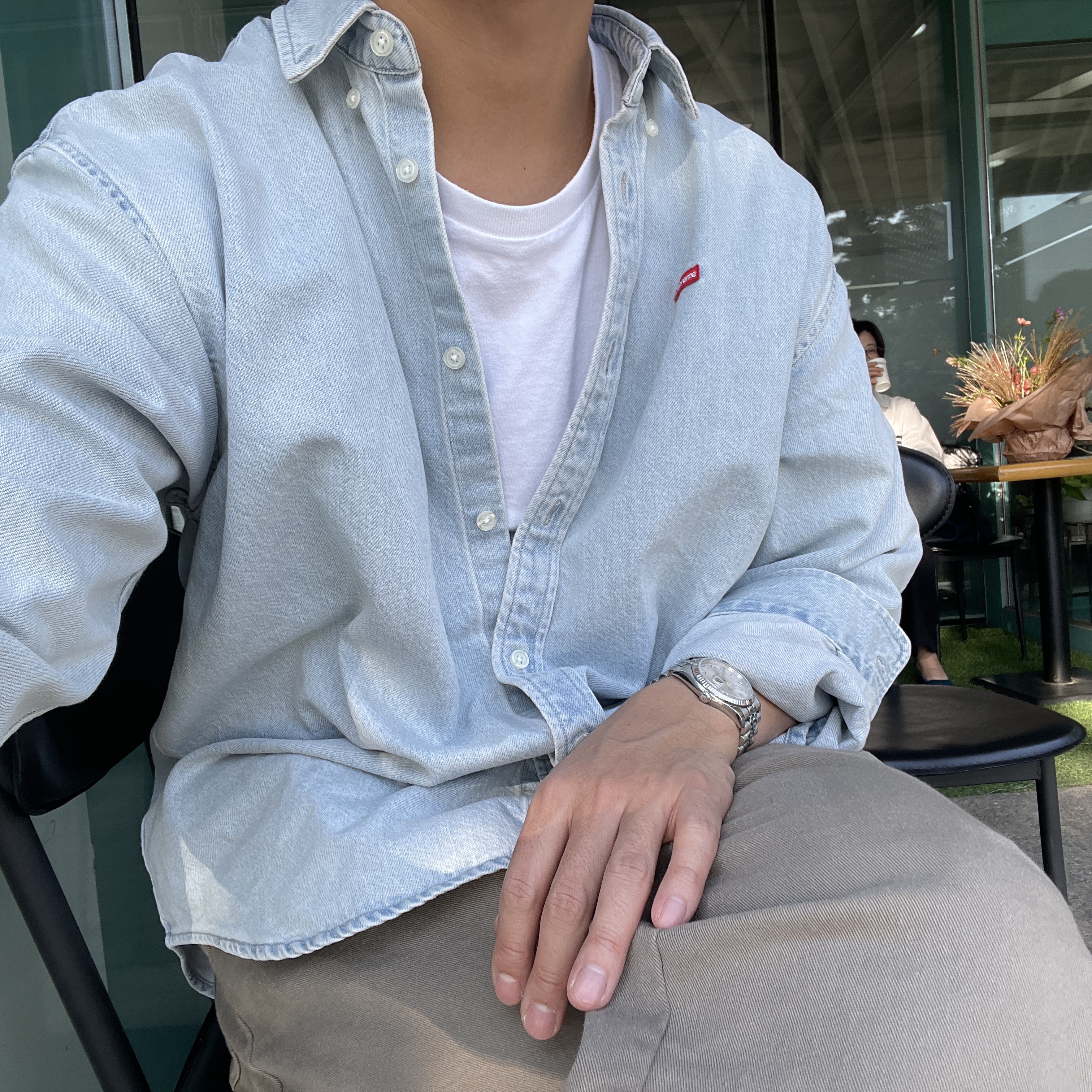 Supreme Small Box Shirt Washed Blue - 24SS 착용 스타일 - 1