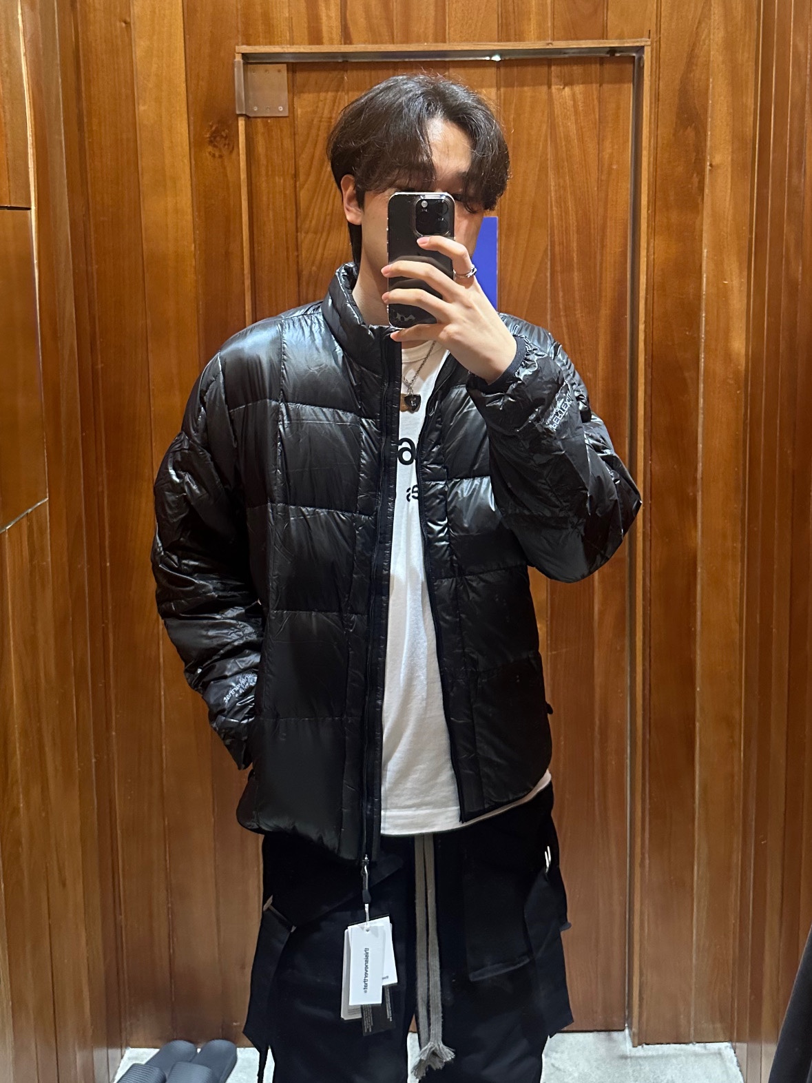 Wapworks Wide Safety Cargo Pants Black, (W) Hysteric Glamour On Skull Pick Necklace Silver 착용 스타일