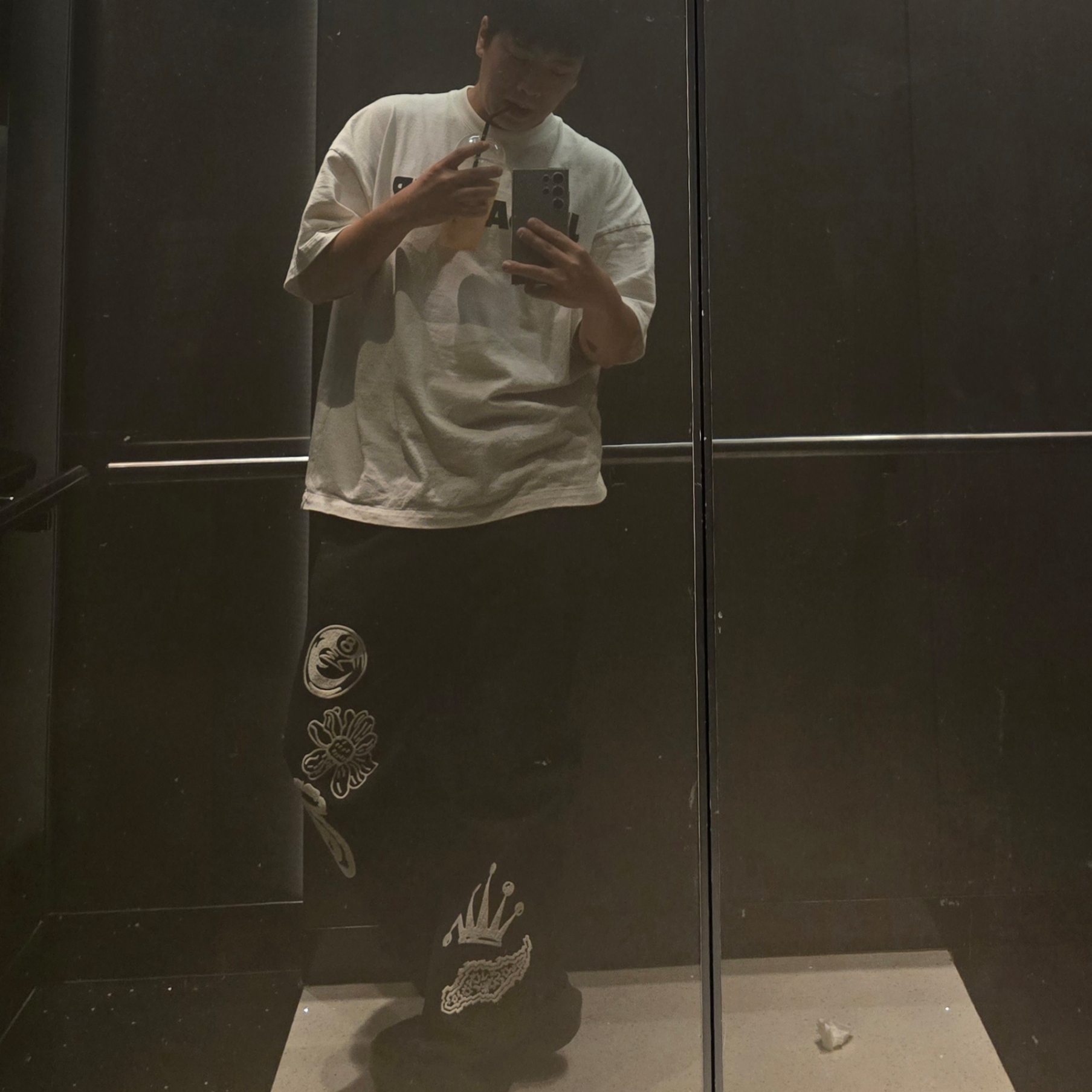 Stussy Noma Icon Beach Pants Washed Black, Salomon x Comme des Garcons Pulsar Platform Black 착용 스타일