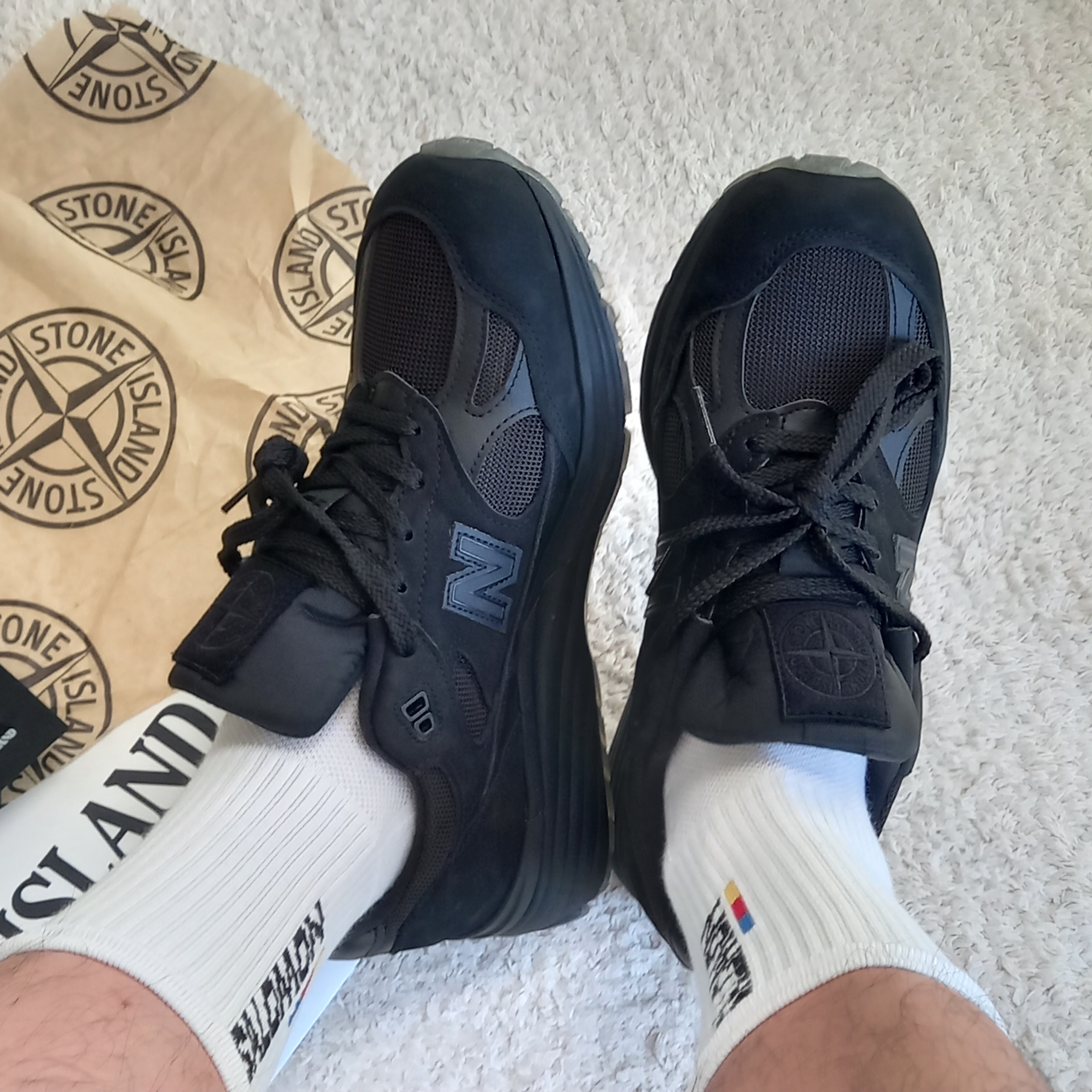 New Balance x Stone Island 991v2 Made in UK Black 착용 스타일 - 2