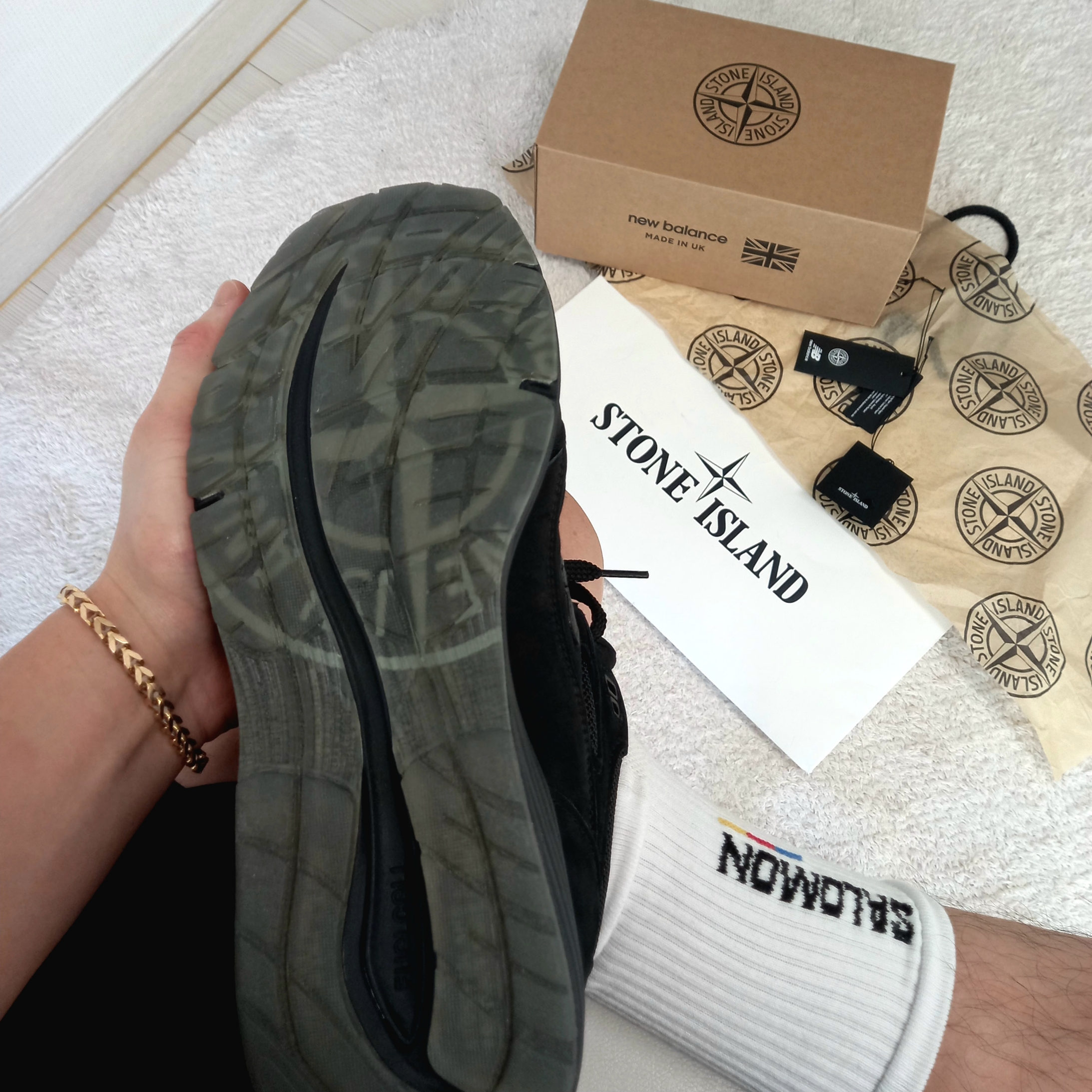 New Balance x Stone Island 991v2 Made in UK Black 착용 스타일 - 4
