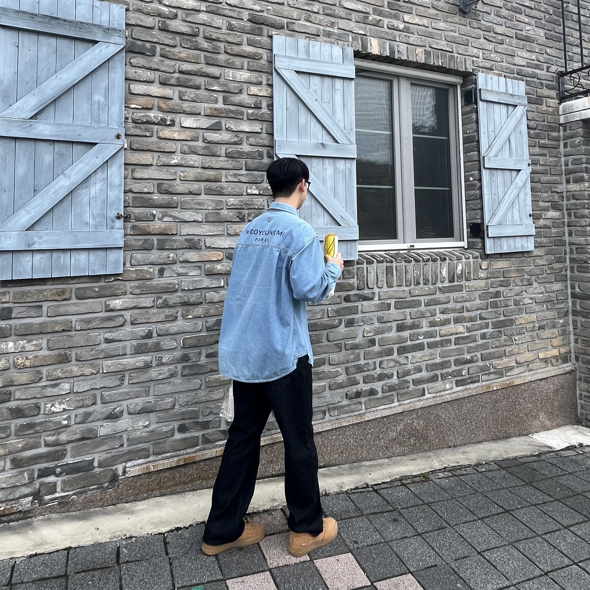 Wooyoungmi Back Logo Denim Shirt Blue - 23SS, Nike x Supreme Air Force 1 Low Flax 착용 스타일