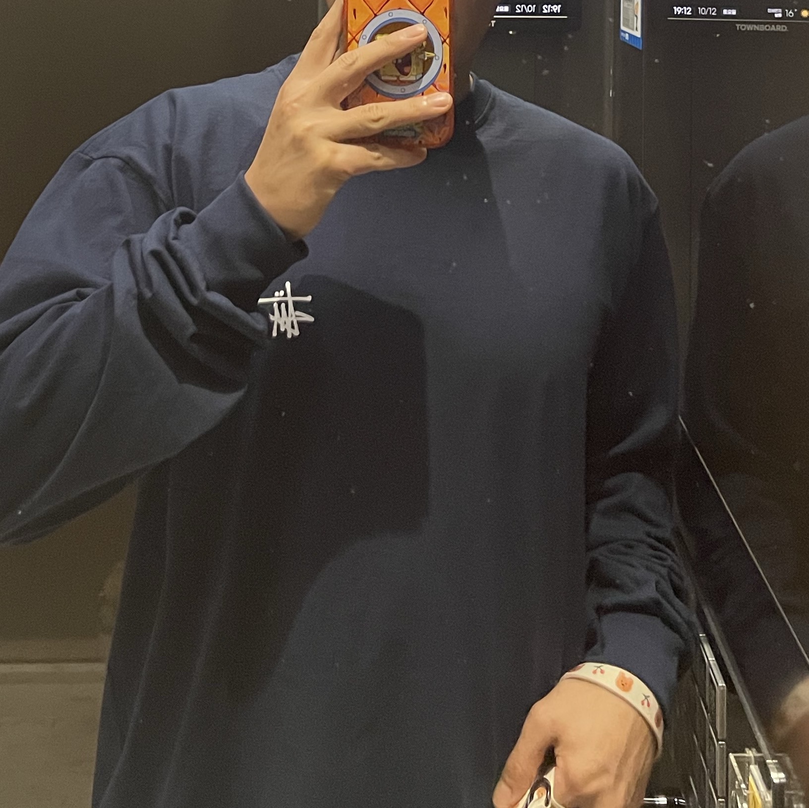Stussy Basic Stussy LS T-Shirt Navy 2024 착용 스타일