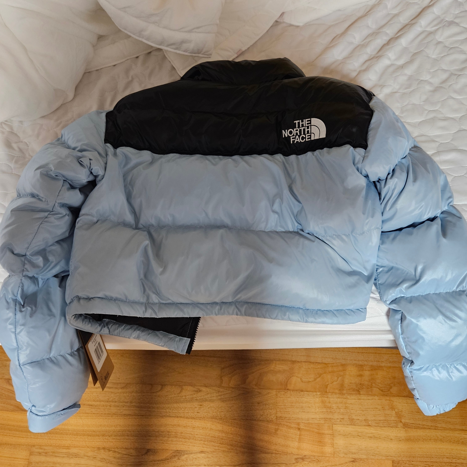 (W) The North Face Nuptse Short Jacket Beta Blue 착용 스타일 - 3