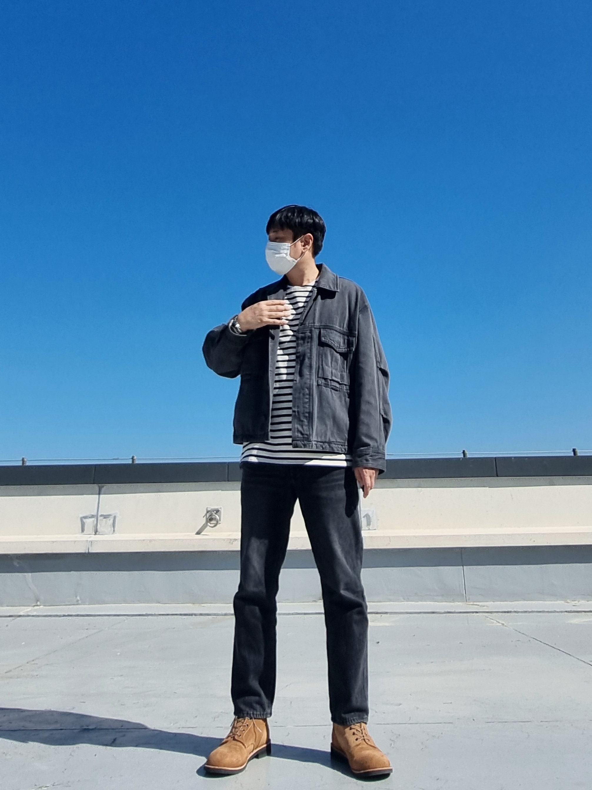 JOSEPHT WorkBoots Beige, Saint James Meridien Moderne Striped Sailor Shirt Ecru Marine 착용 스타일 - 1