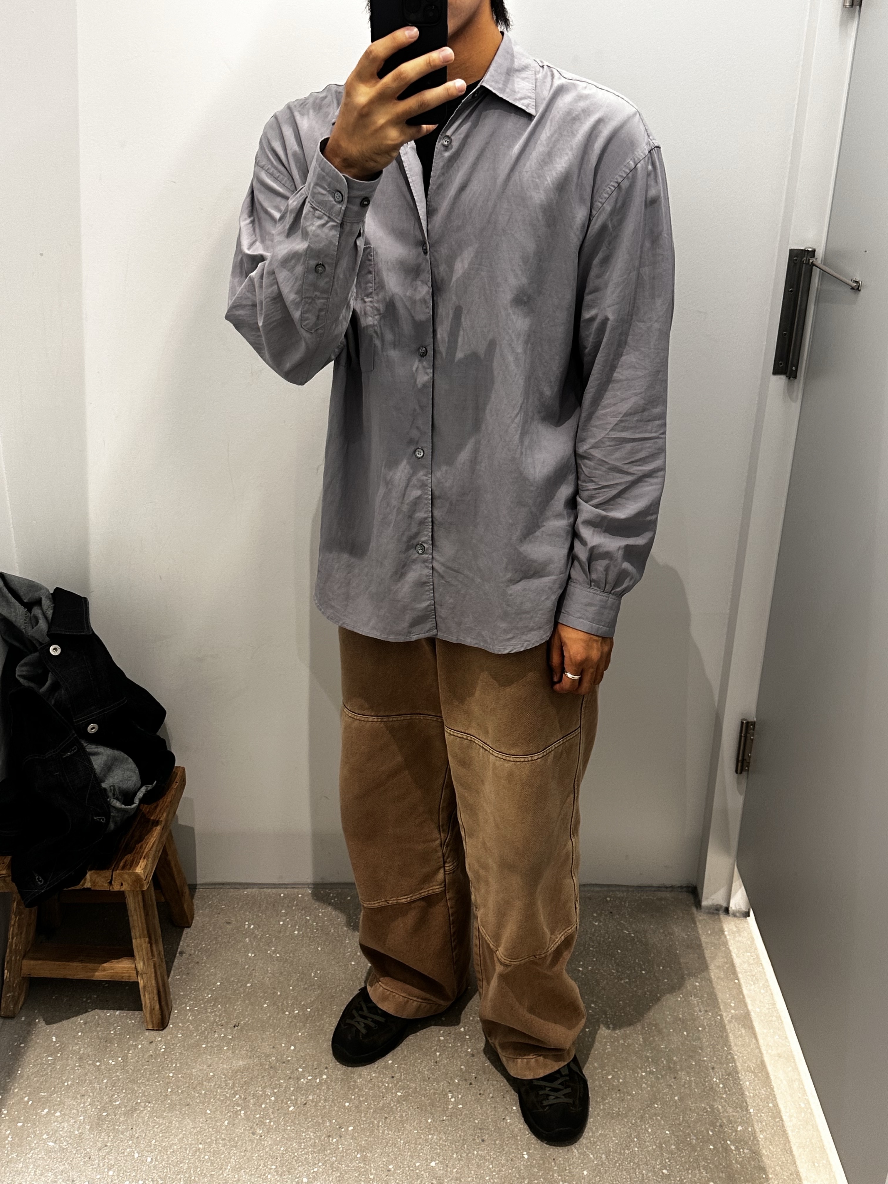 Polyteru Tenco Loosed Shirt 2.0 Mid Blue Gray 착용 스타일 - 2
