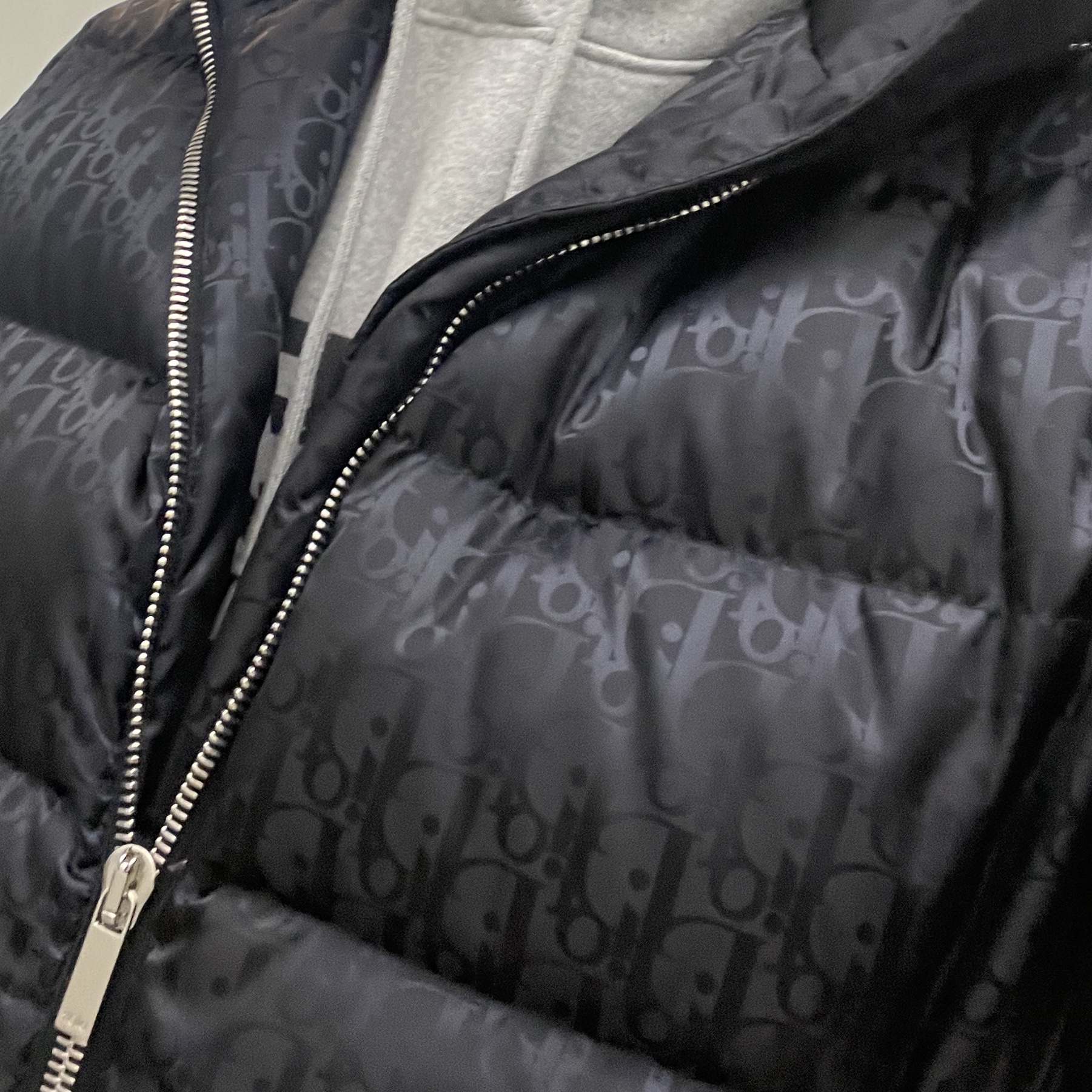 Dior Oblique Down Jacket Black Nylon Jacquard, Dior Oblique Down Jacket Pearl Technical Jacquard 착용 스타일 - 2