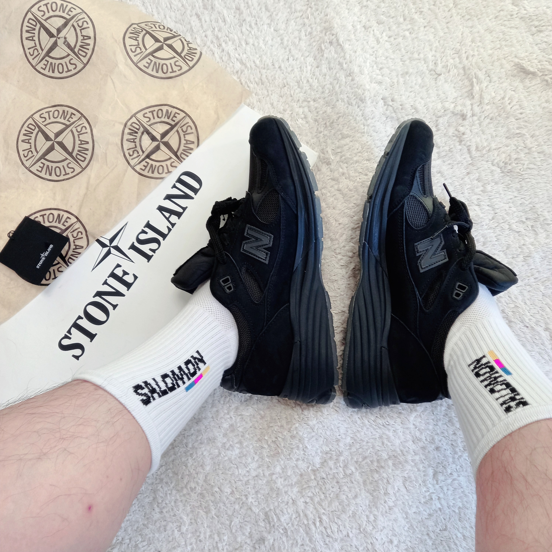 New Balance x Stone Island 991v2 Made in UK Black 착용 스타일 - 7