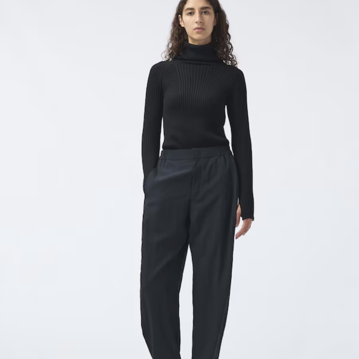 (W) Uniqlo U Drape Easy Pants Black - KR 착용 스타일