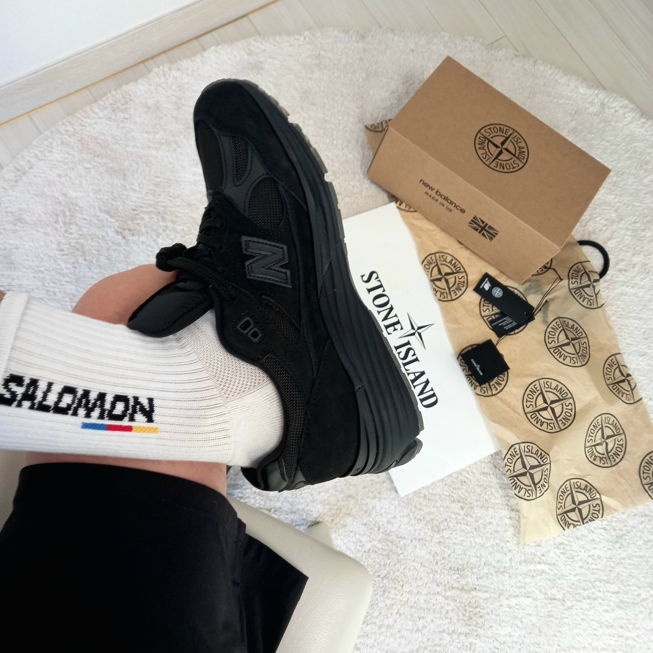 New Balance x Stone Island 991v2 Made in UK Black 착용 스타일 - 9