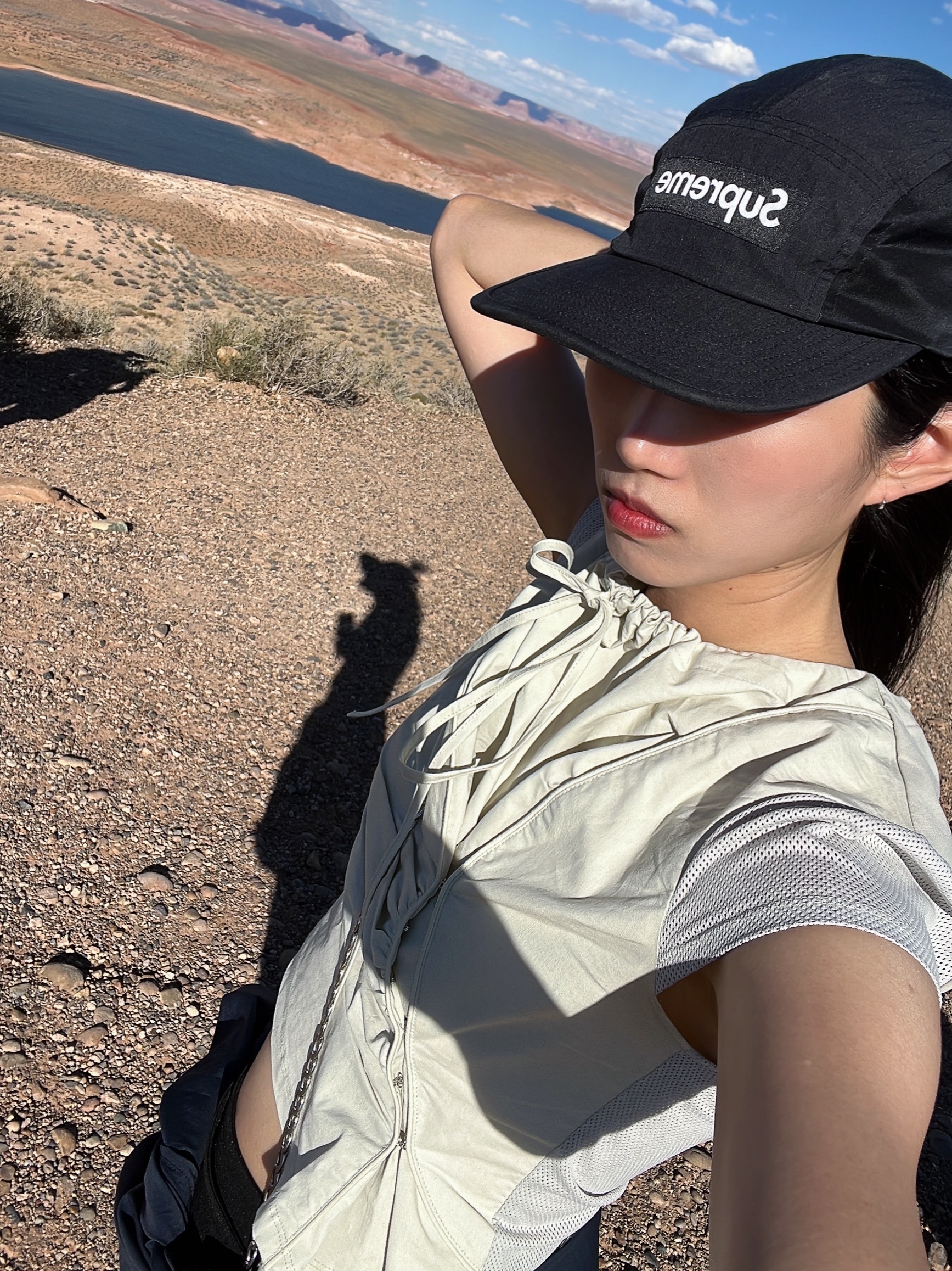 Supreme Waxed Ripstop Camp Cap Black - 24FW, Salomon XT-6 ADV Black 착용 스타일 - 2