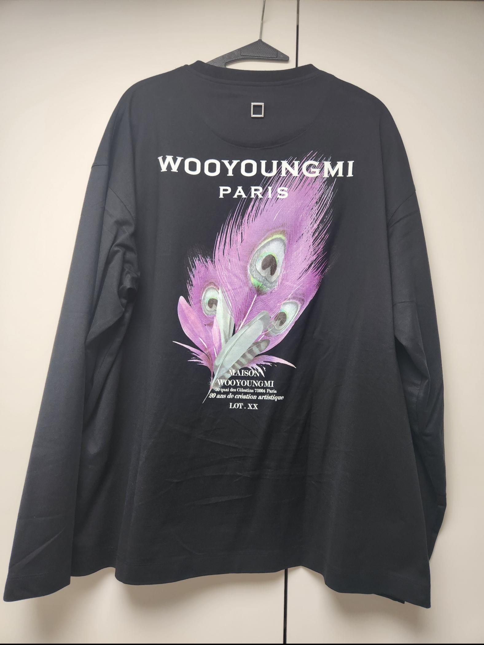 Wooyoungmi Feather Long Sleeve T-Shirt Black - 23SS 착용 스타일