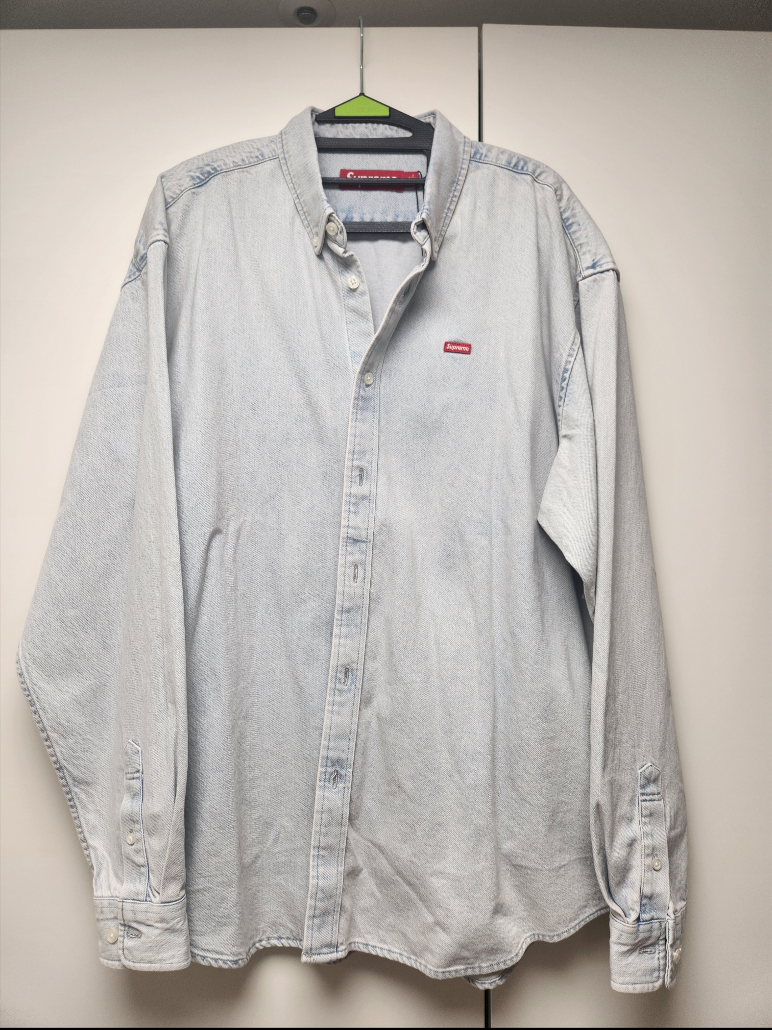 Supreme Small Box Shirt Washed Blue - 24SS 착용 스타일