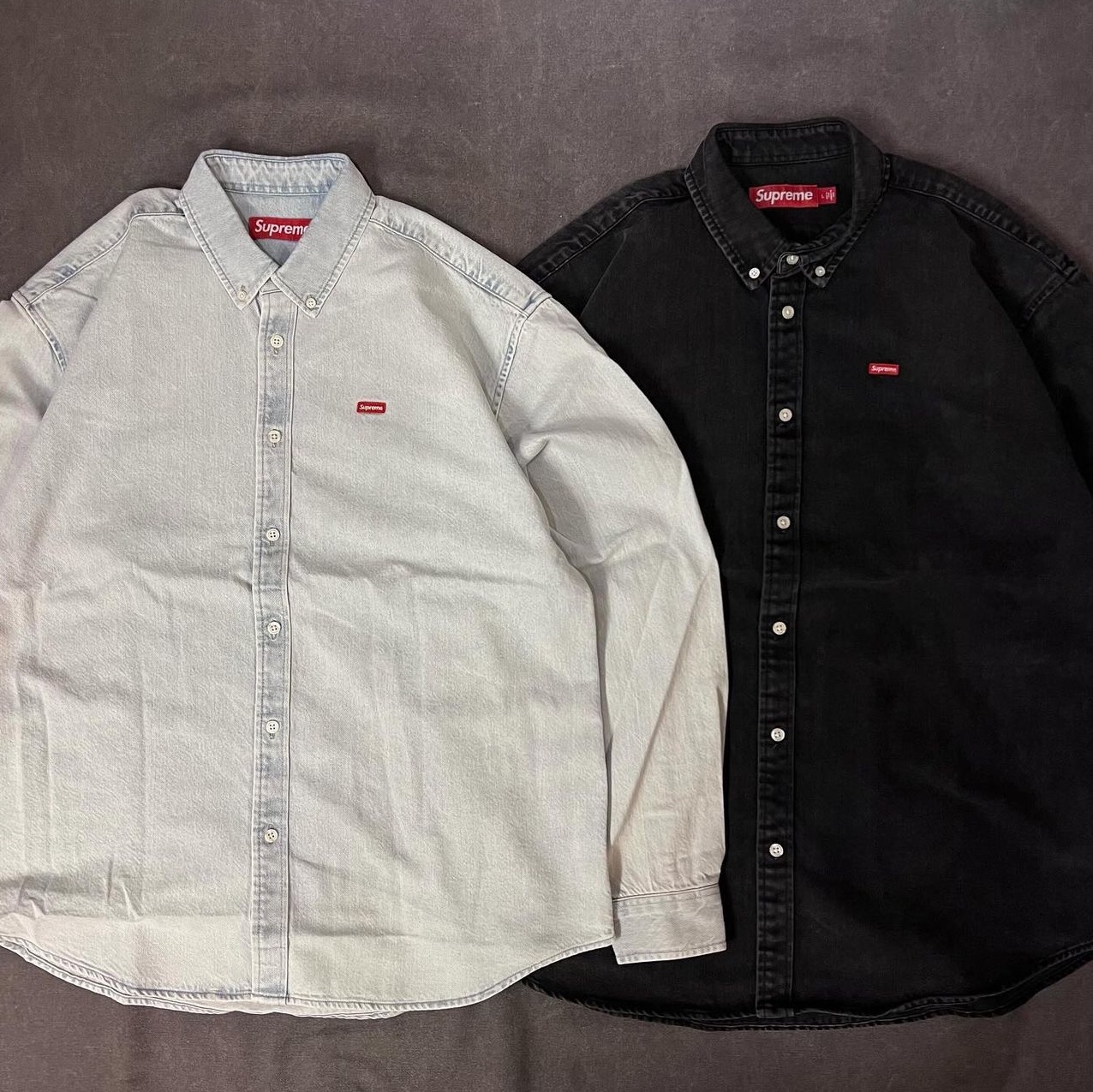 Supreme Small Box Shirt Washed Black - 24SS, Supreme Small Box Shirt Washed Denim - 24FW 착용 스타일 - 1