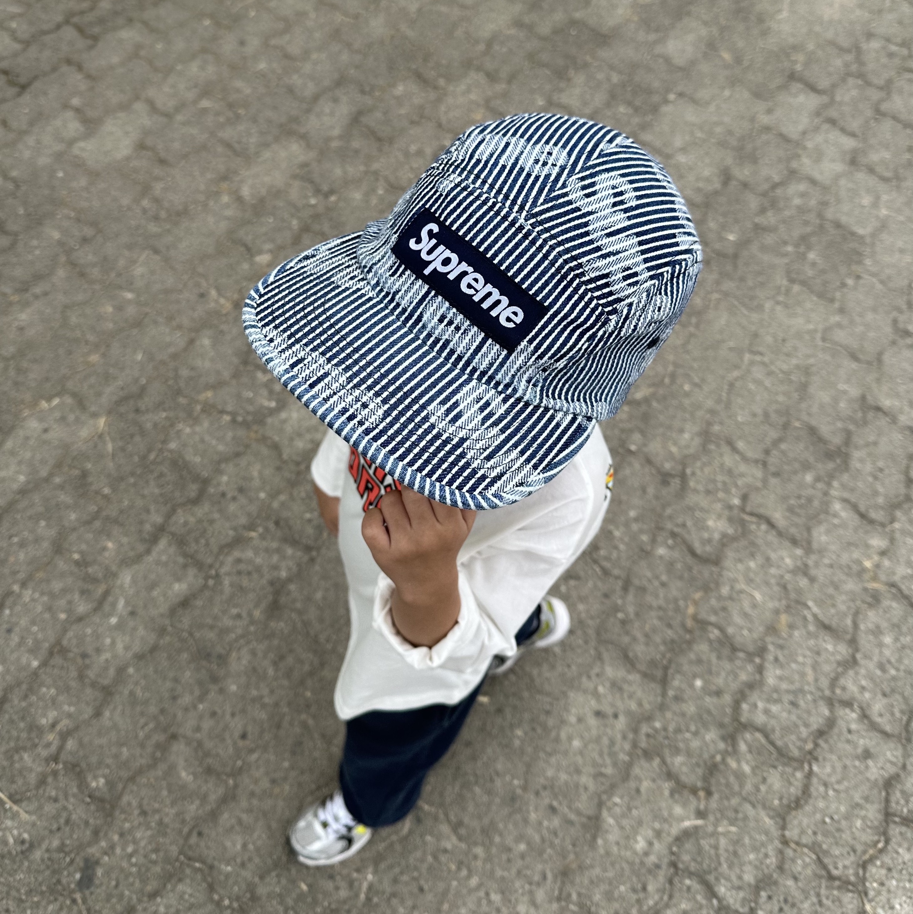 Supreme Denim Camp Cap Stripe - 24SS 착용 스타일 - 1