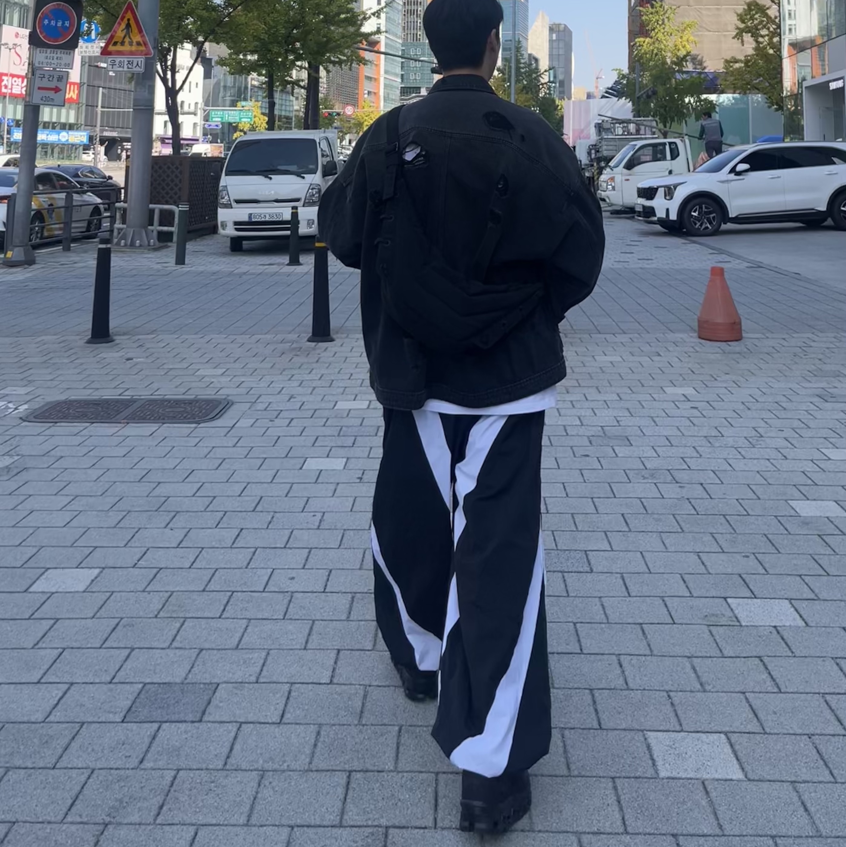 On Running x Post Archive Faction (Paf) Cloudmonster 2 Black Magnet, Juun.J Damage Denim Shirt Black - 23SS 착용 스타일