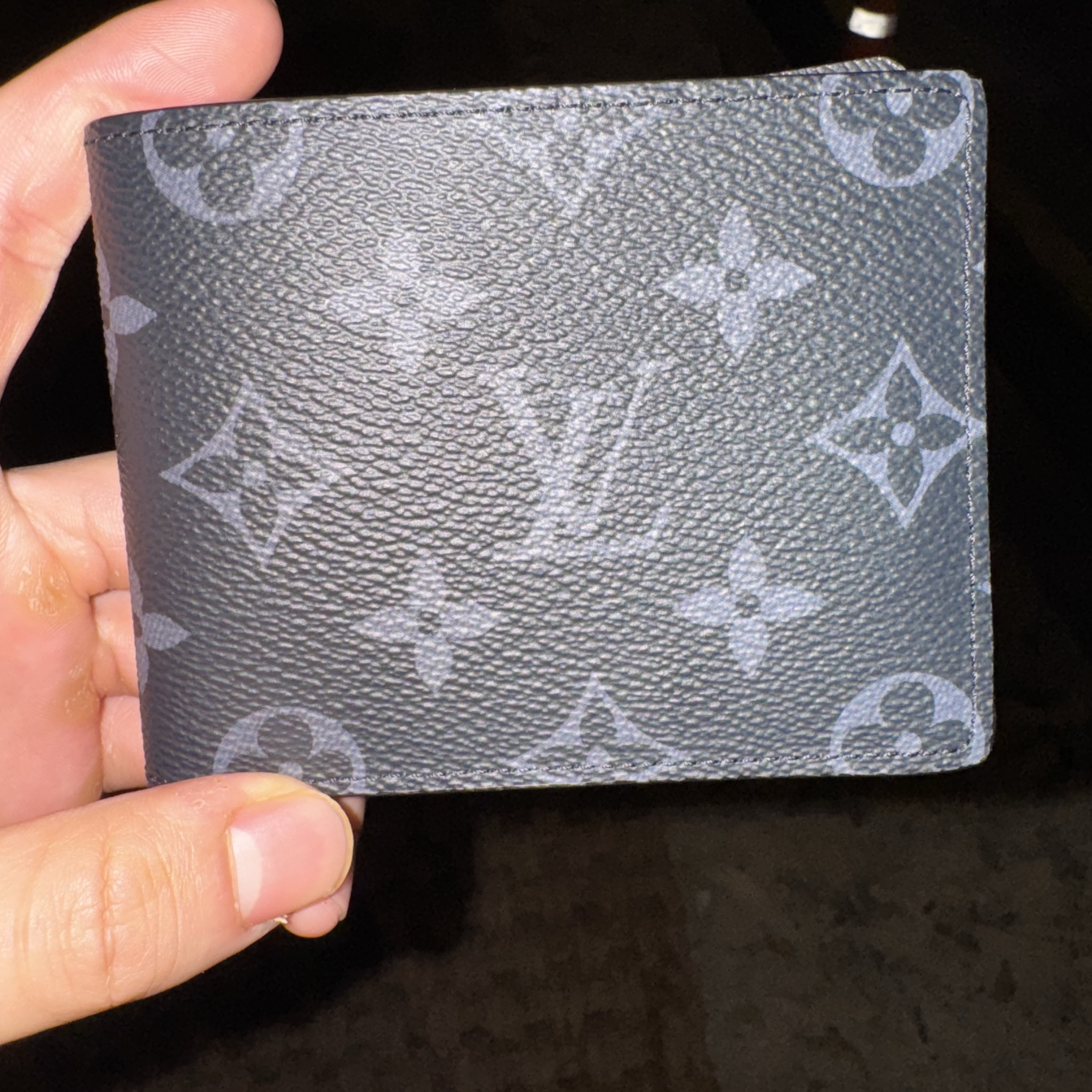Louis Vuitton Slender Wallet Monogram Eclipse 착용 스타일
