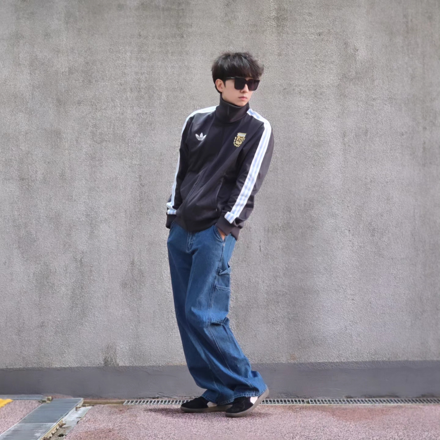 Adidas Argentina Beckenbauer Track Top Utility Black - KR Sizing, Adidas Argentina Beckenbauer Track Top Utility Black - US Sizing 착용 스타일 - 2