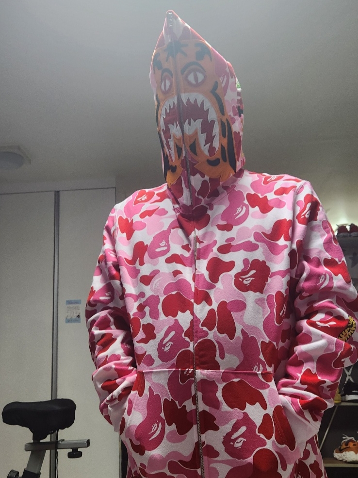 Supreme x New Era Jerseys Box Logo Red - 24FW, BAPE ABC Camo Tiger Full Zip Hoodie Pink 착용 스타일 - 2