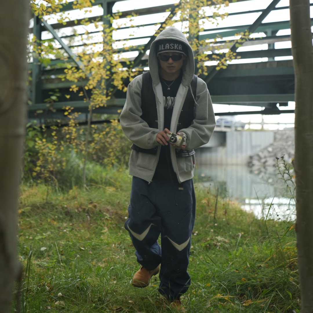 Supreme S Logo Zip Up Hooded Sweatshirt Ash Grey - 24FW 착용 스타일 - 3