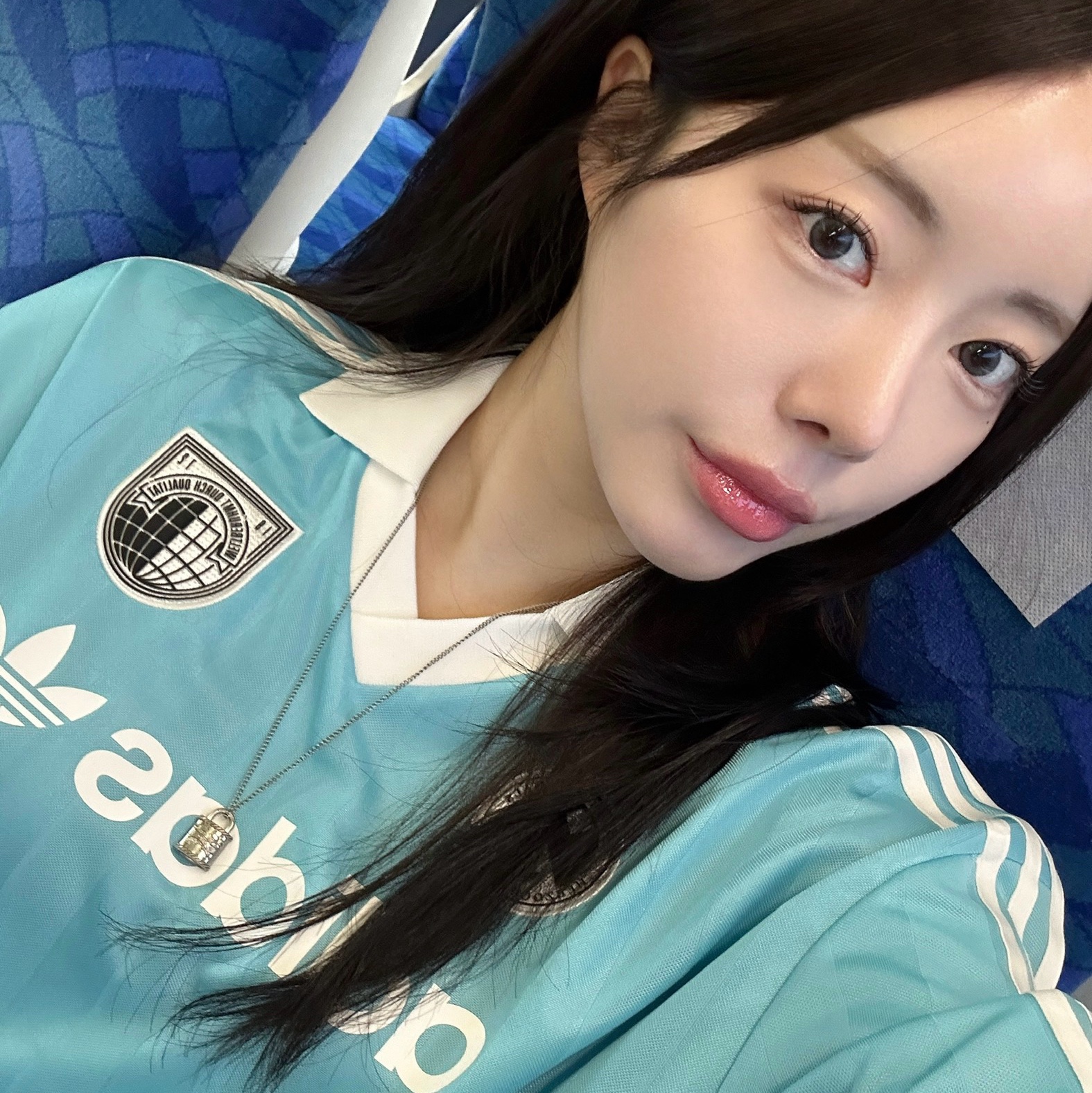 (W) Adidas Football Long Sleeve T-Shirt Light Aqua - KR Sizing 착용 스타일 - 1