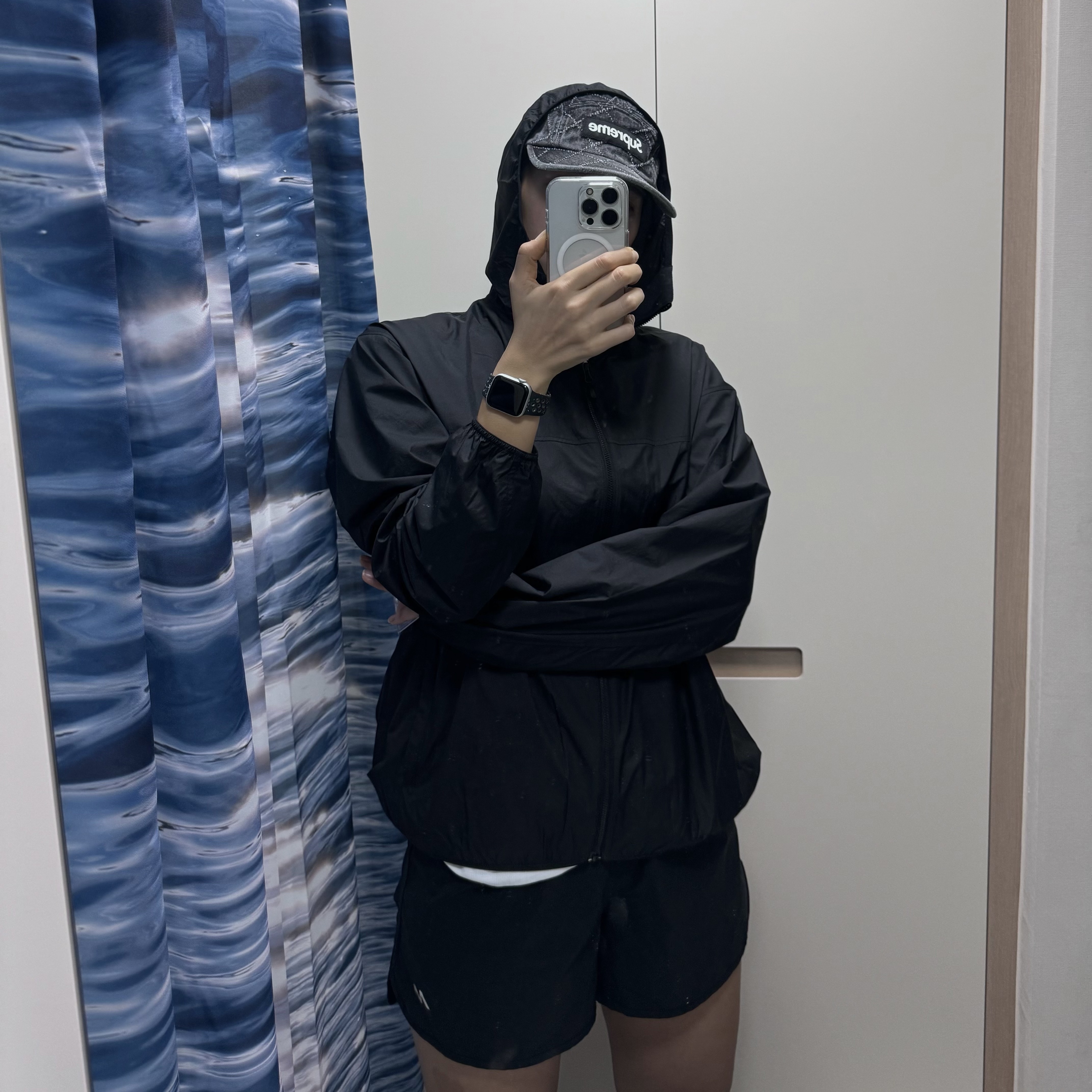 Supreme Punched Denim Camp Cap Black - 23FW 착용 스타일