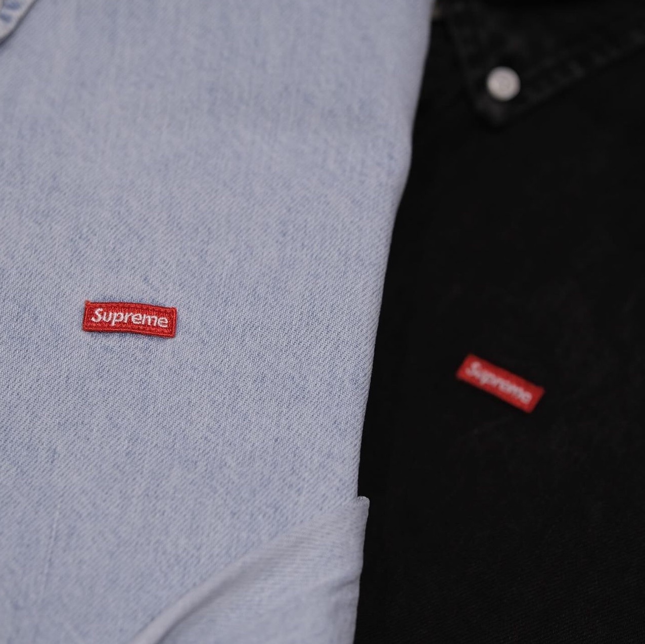 Supreme Small Box Shirt Washed Black - 24SS, Supreme Small Box Shirt Washed Denim - 24FW 착용 스타일 - 3