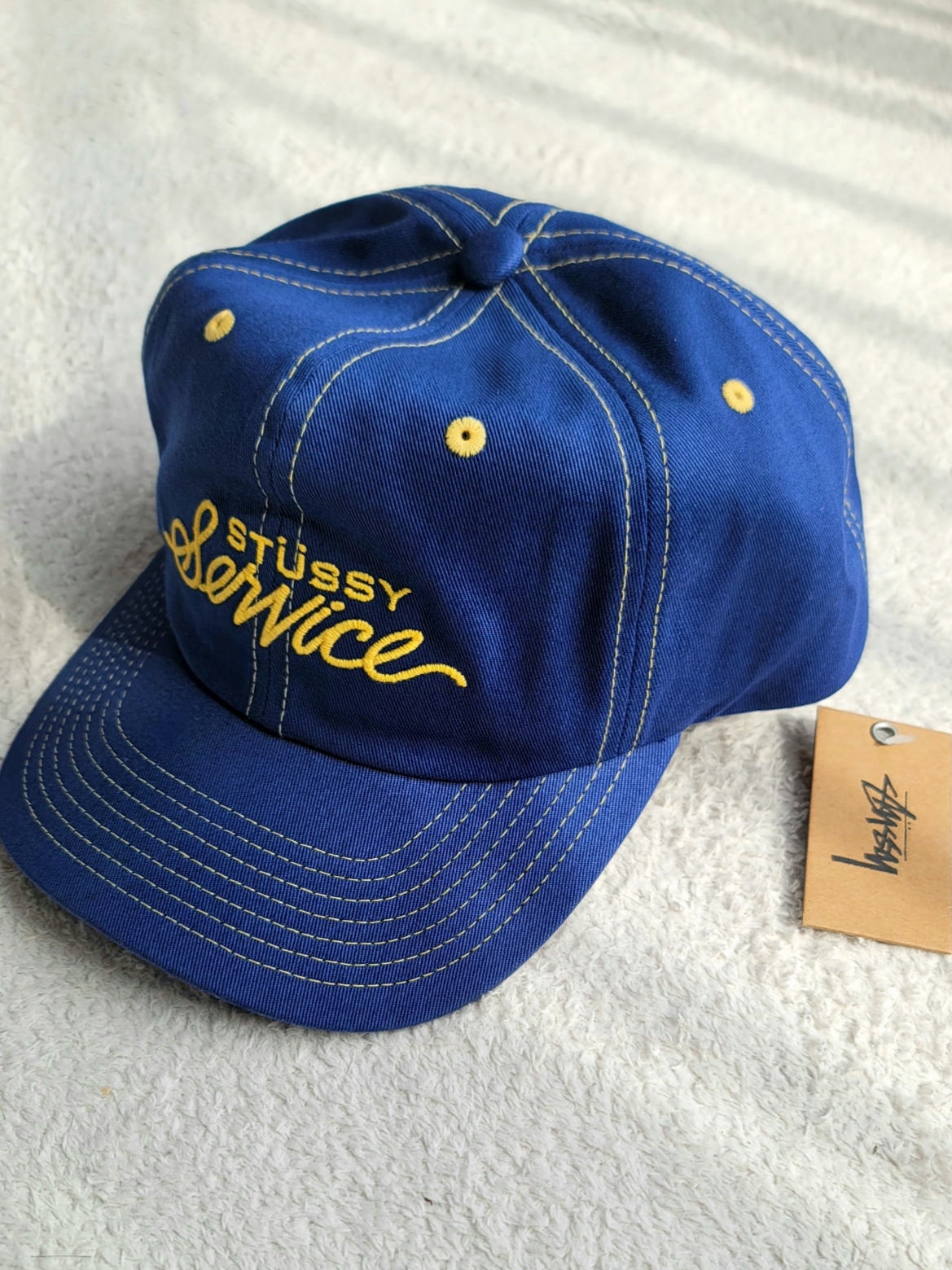 Stussy Mid Depth Stussy Service Strapback True Navy 착용 스타일