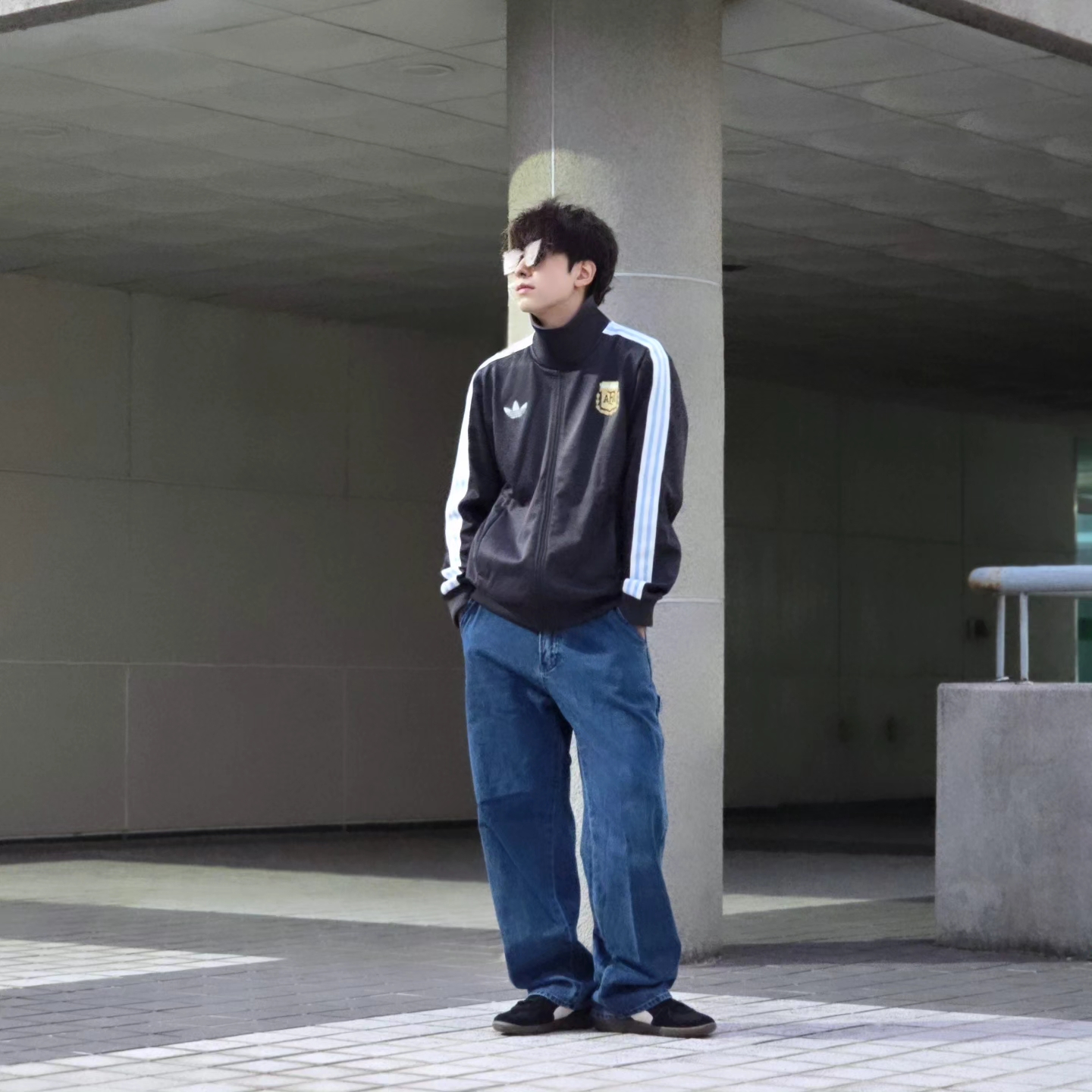 Adidas Argentina Beckenbauer Track Top Utility Black - KR Sizing, Adidas Argentina Beckenbauer Track Top Utility Black - US Sizing 착용 스타일 - 6