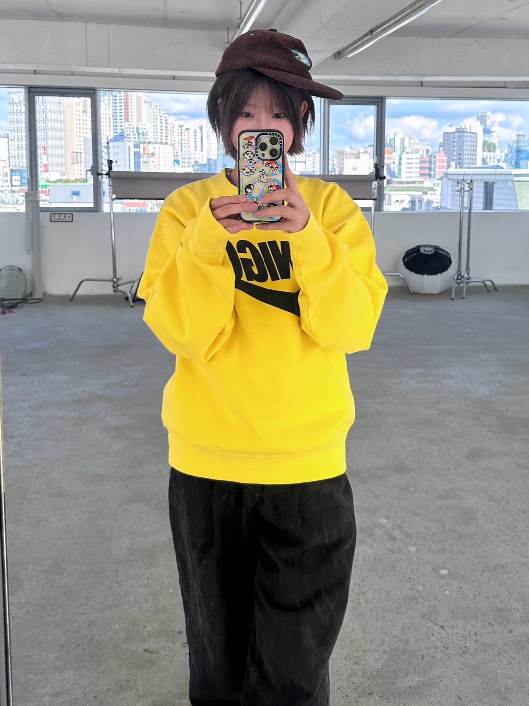 Nike x Nigo Fleece Crewneck Sweatshirt Speed Yellow (FV5941-735) 착용 스타일