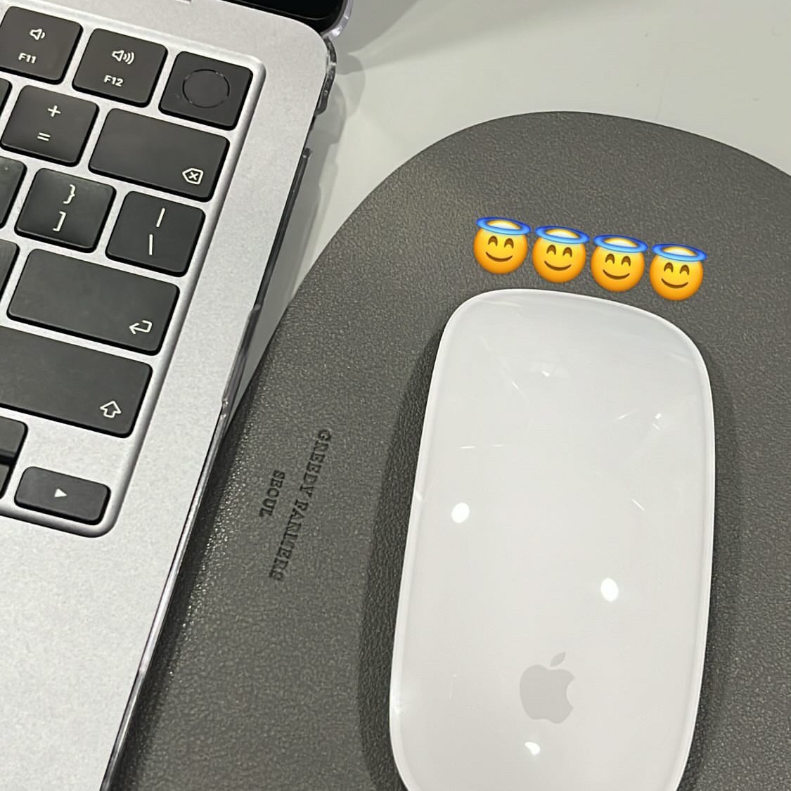 Apple Magic Mouse Multi-Touch Surface White (Korean Ver.), Apple 2022 MacBook Air 13 M2 256GB SSD / 8GB RAM Space Gray (Korean Ver.) 착용 스타일