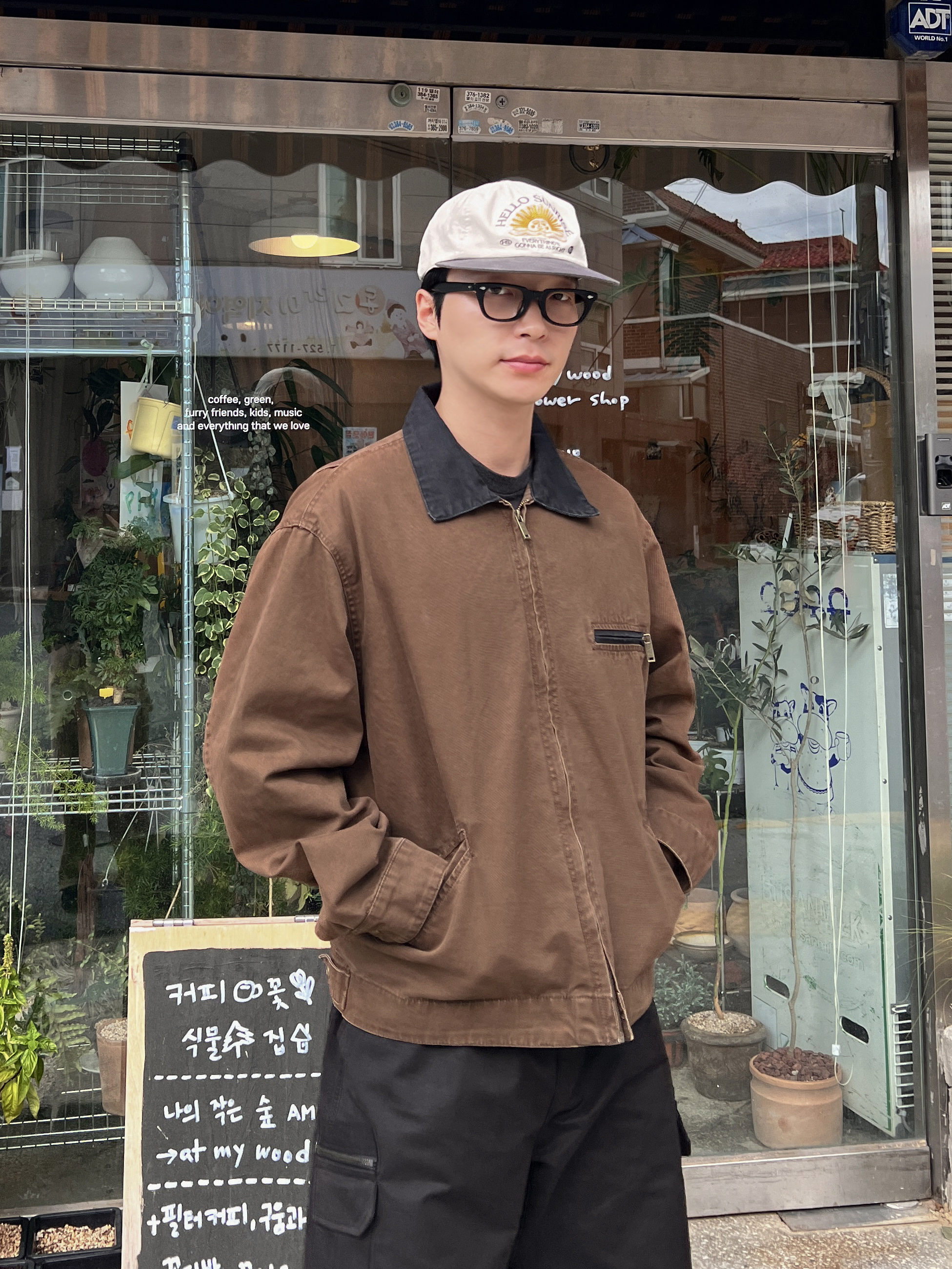 Hello Sunrise Washed HS Arch Logo 6Panel Cap Oatmeal Beige & Charcoal, (W) Nike Air Force 1 '07 Cacao Wow 착용 스타일 - 1